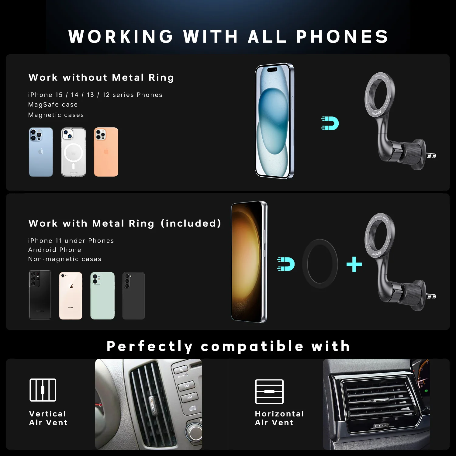 Tough On MagSafe Car Mount Magnetic Phone Holder for Car Air Vent - Image 11