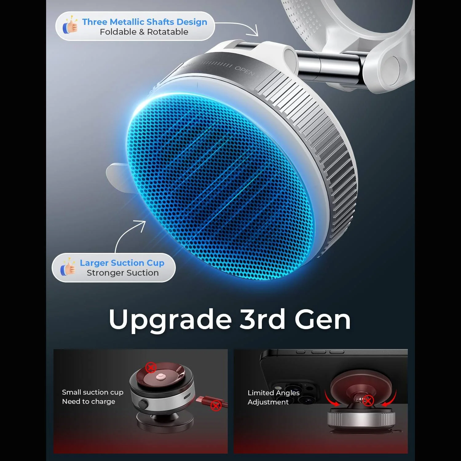 360° Car Mount Magnetic Phone Holder with Vacuum Suction - Image 18