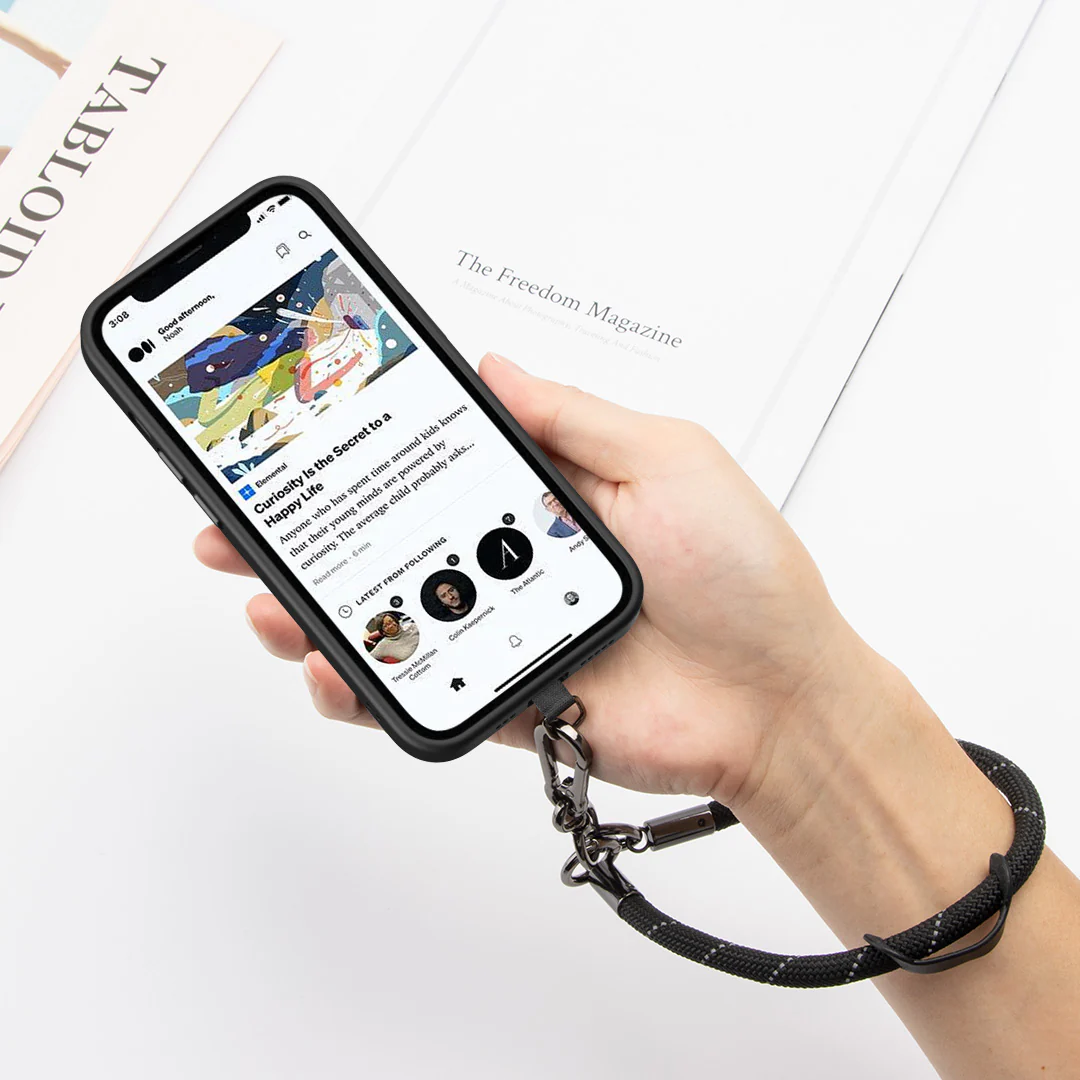 Tough On Rope Phone Wristlet Strap with Card Black - Image 3