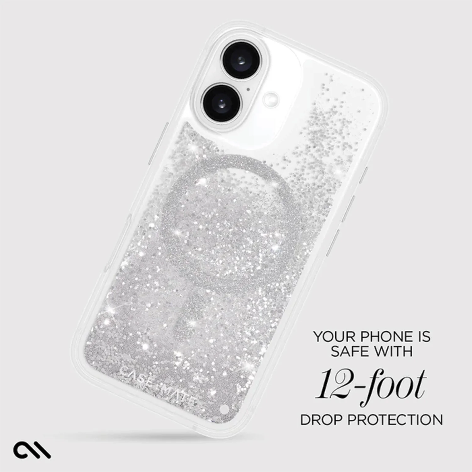 Case-Mate iPhone 16 Case Waterfall Silver with MagSafe - Image 4