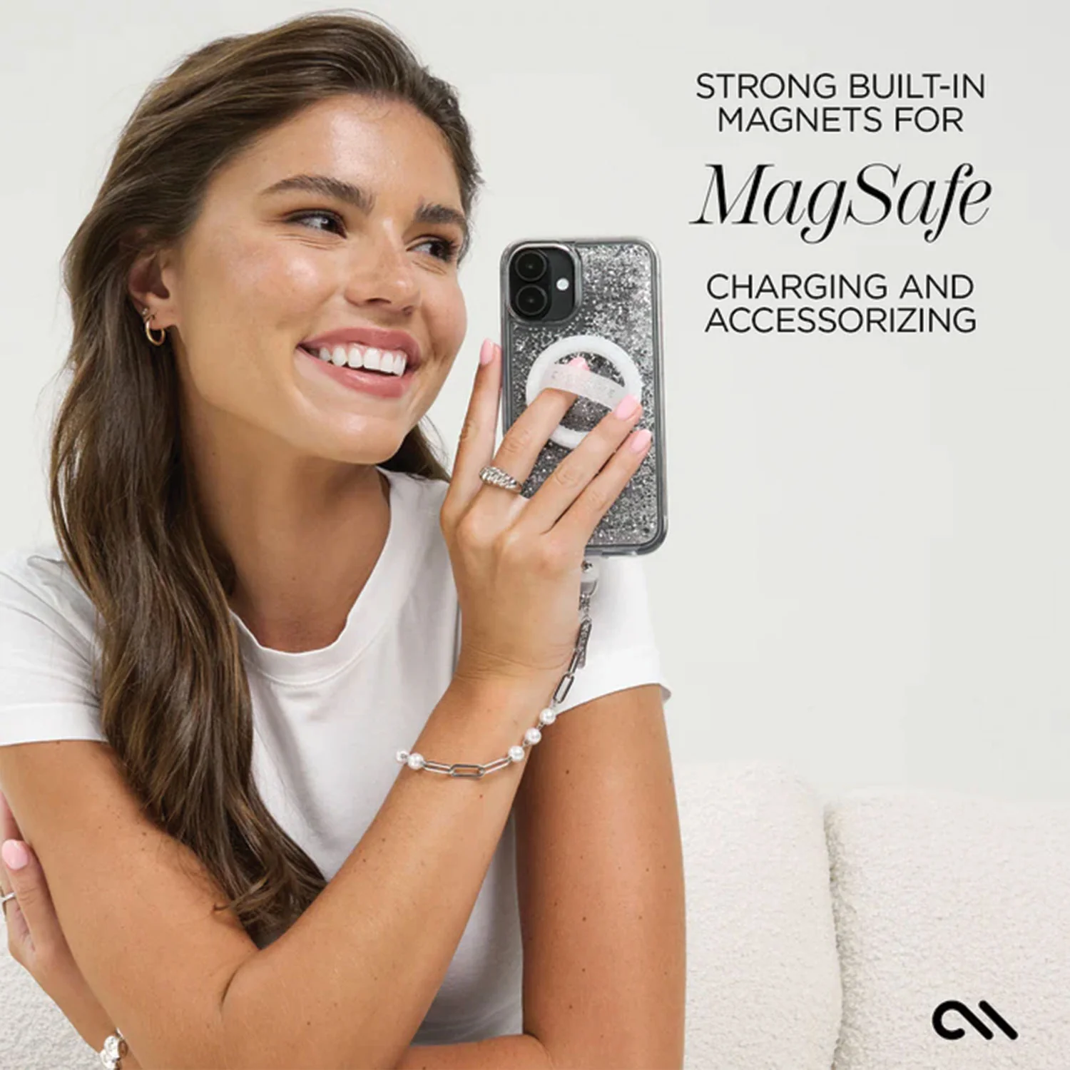 Case-Mate iPhone 16 Case Waterfall Silver with MagSafe - Image 5