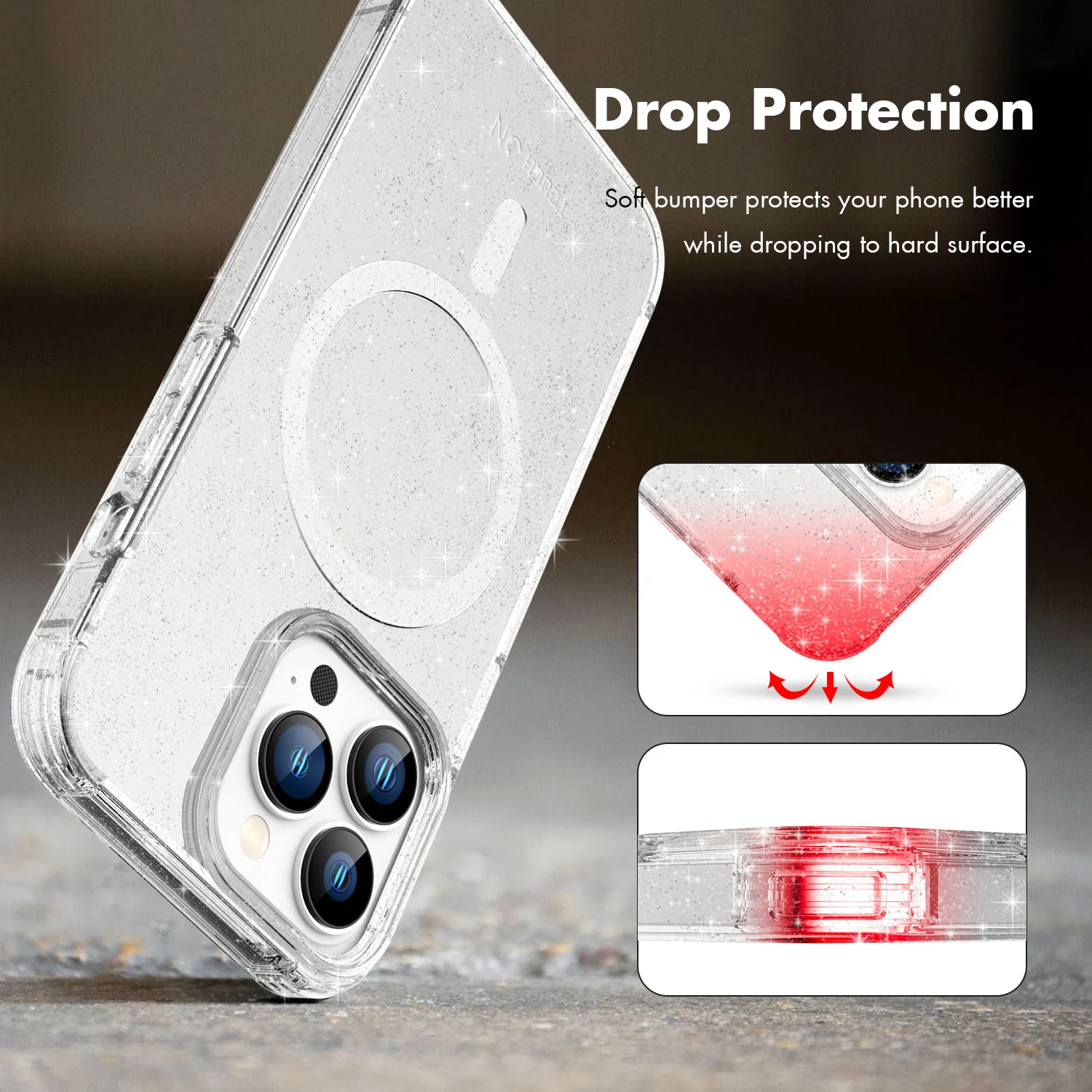 Tough On iPhone 13 Pro Case Glitter Stardust with Magsafe - Image 3