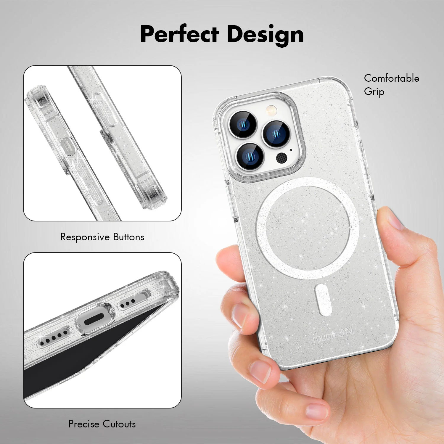 Tough On iPhone 13 Pro Case Glitter Stardust with Magsafe - Image 8