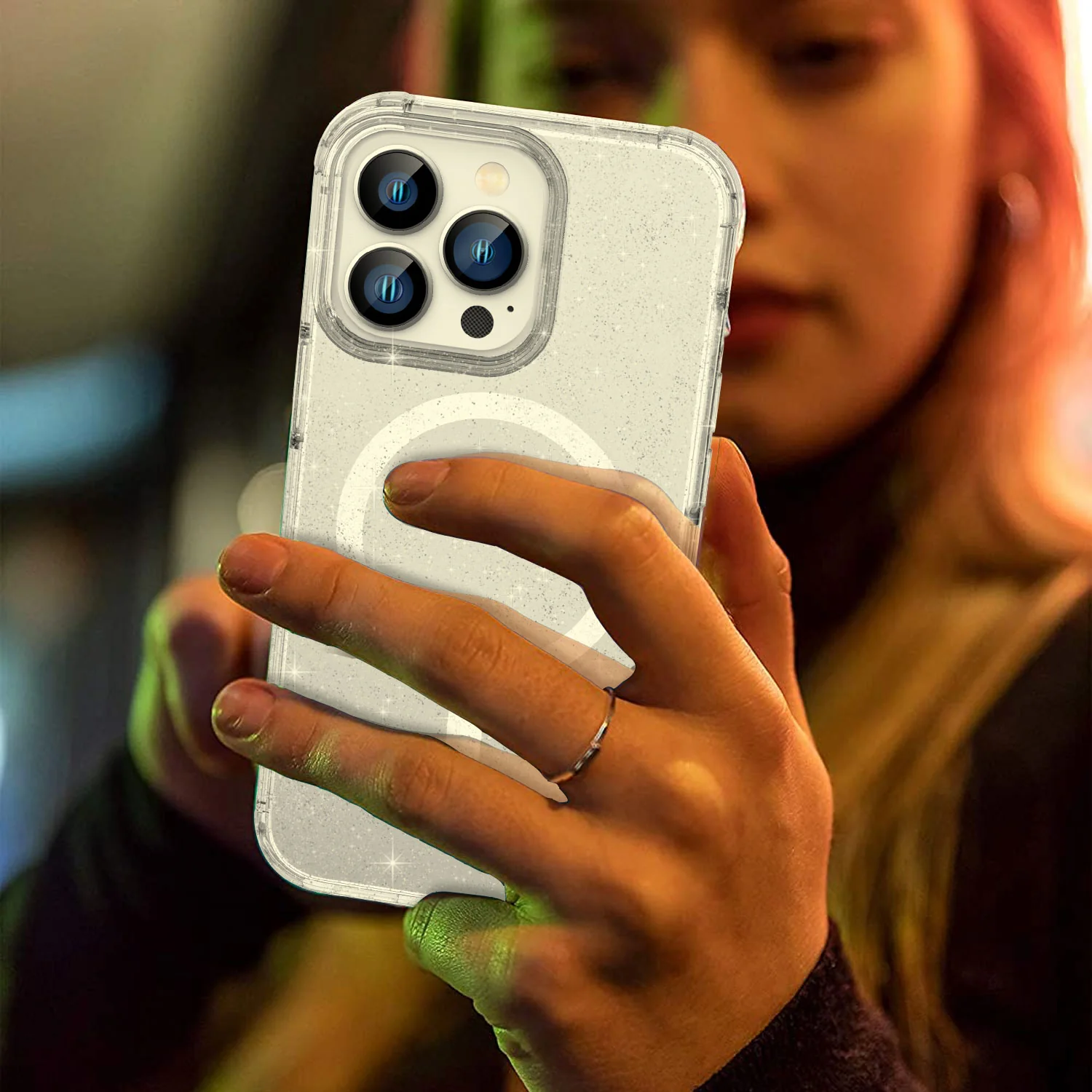 Tough On iPhone 13 Pro Case Glitter Stardust with Magsafe - Image 9