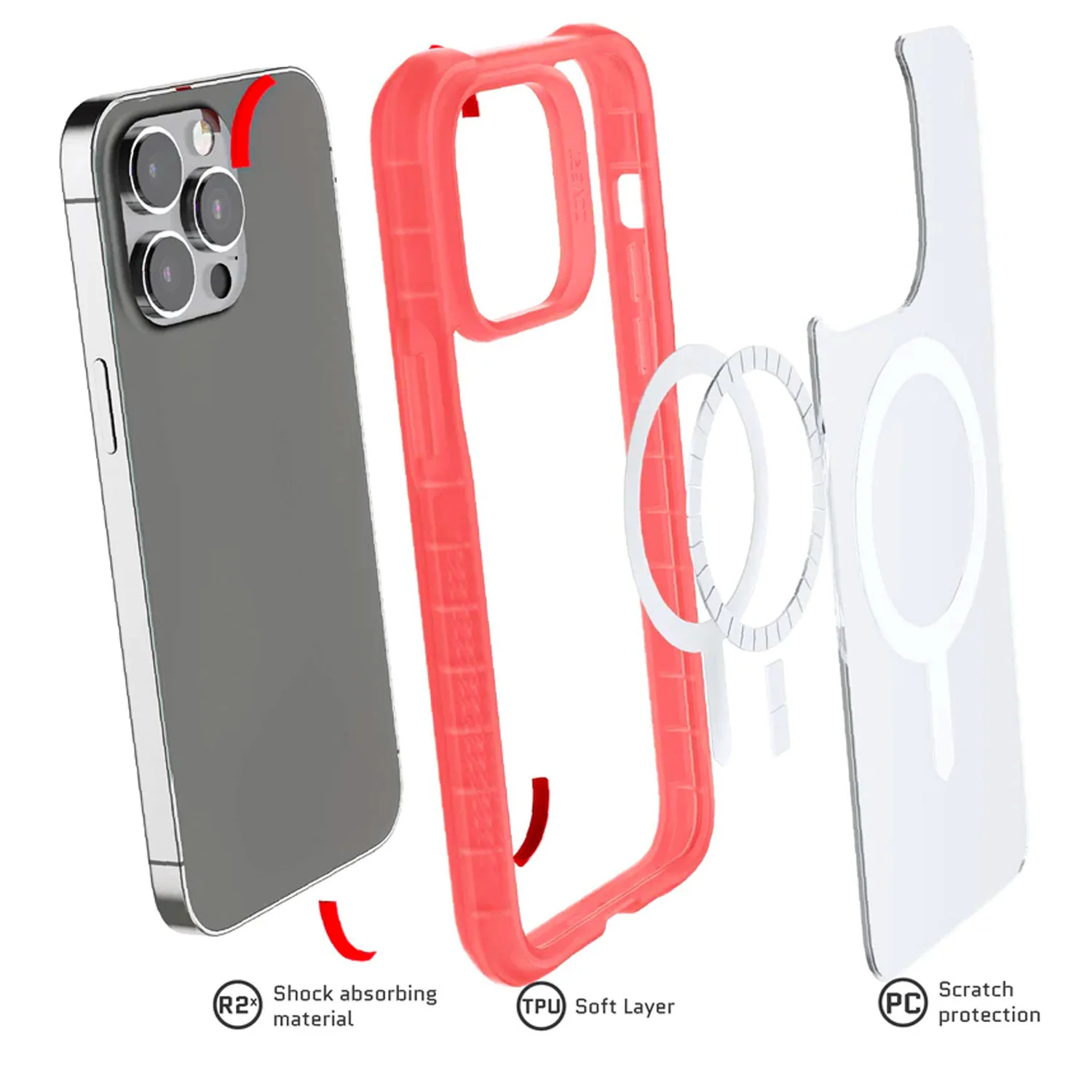 Ghostek iPhone 14 Pro Max Case Covert with Magsafe Pink - Image 6