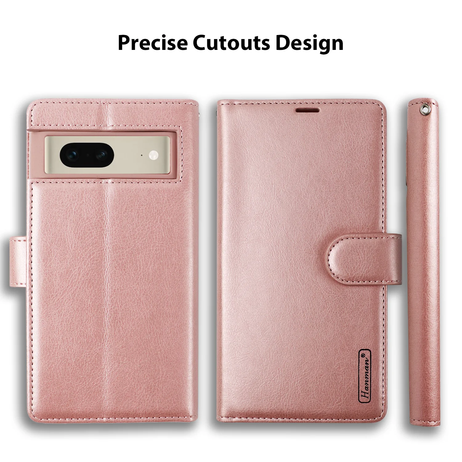 Hanman Google Pixel 7 Leather Case Rose Gold - Image 2