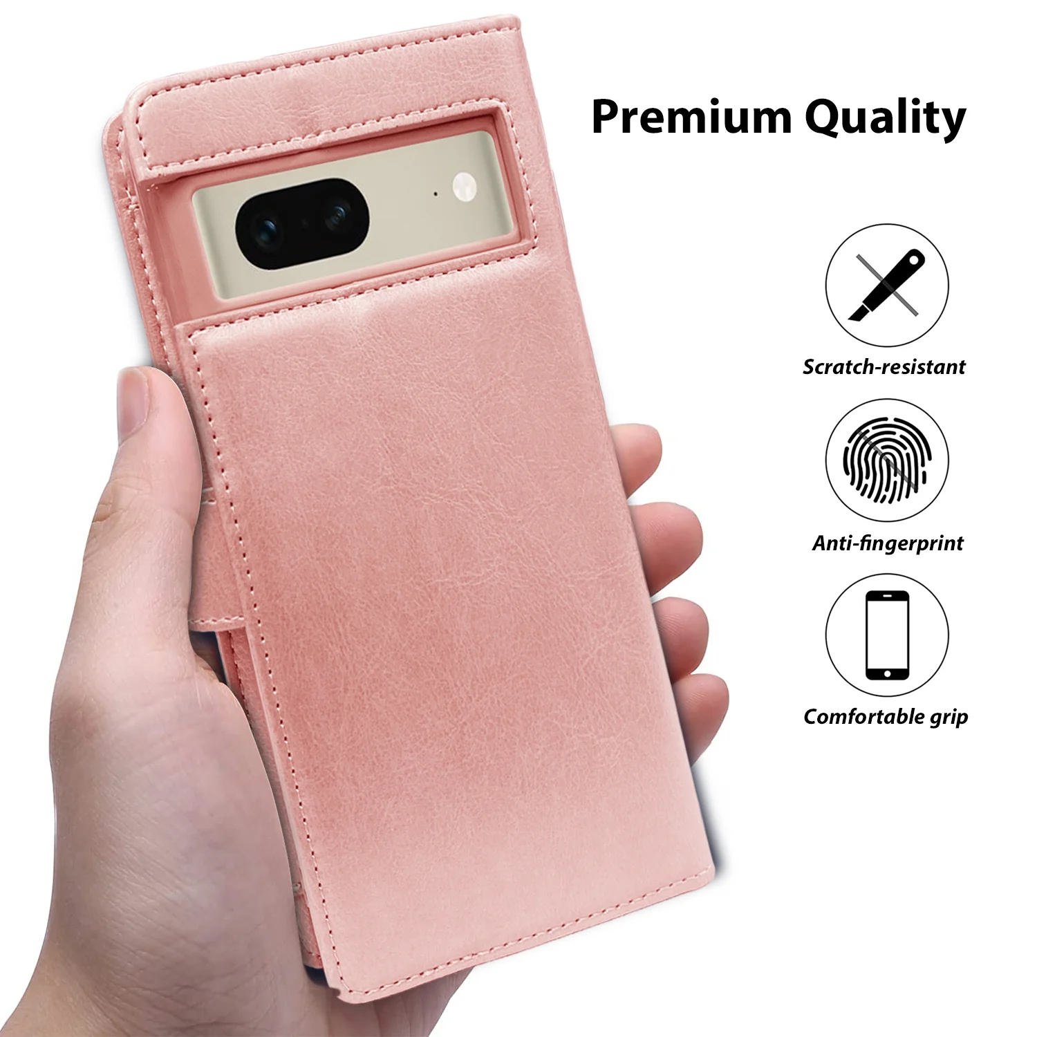 Hanman Google Pixel 7 Leather Case Rose Gold - Image 6