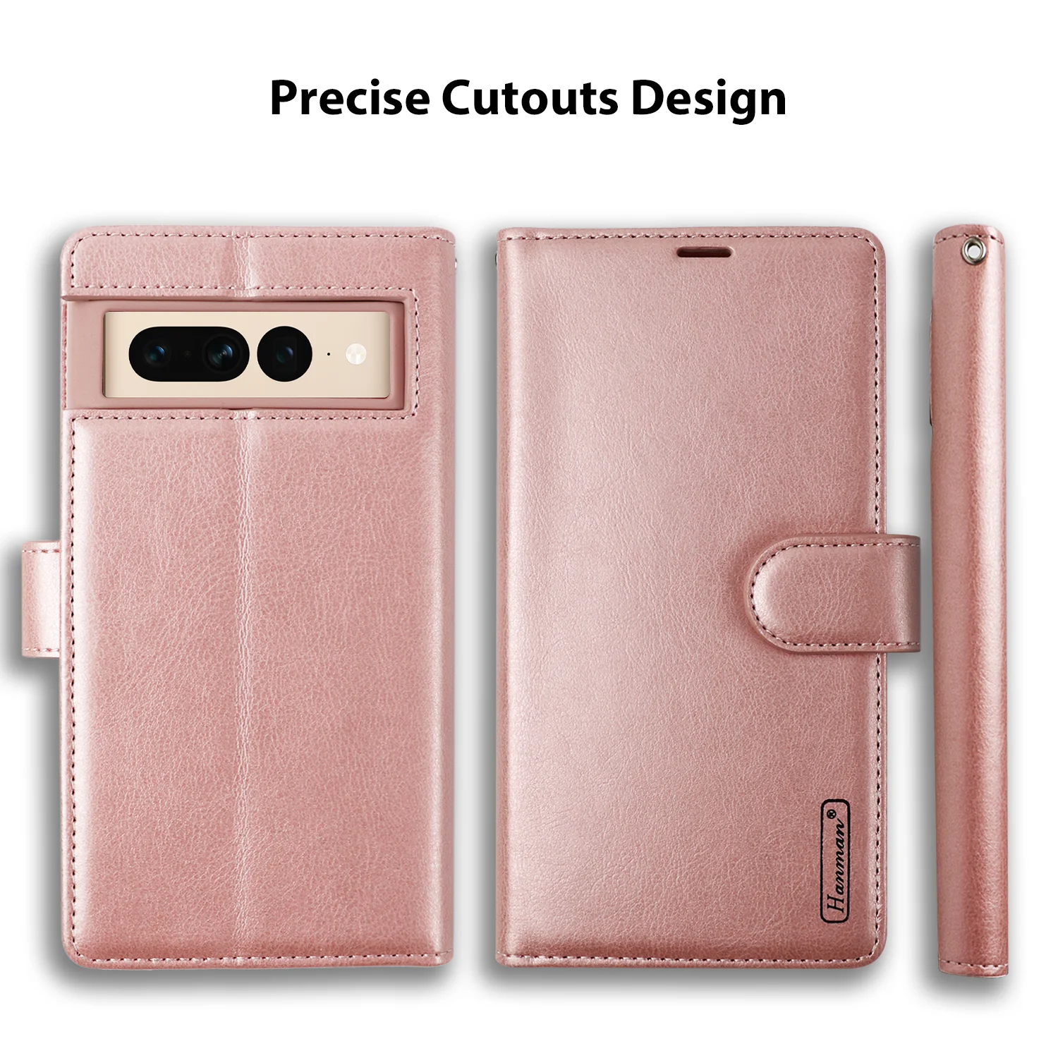 Hanman Google Pixel 7 Pro Leather Case Rose Gold - Image 2