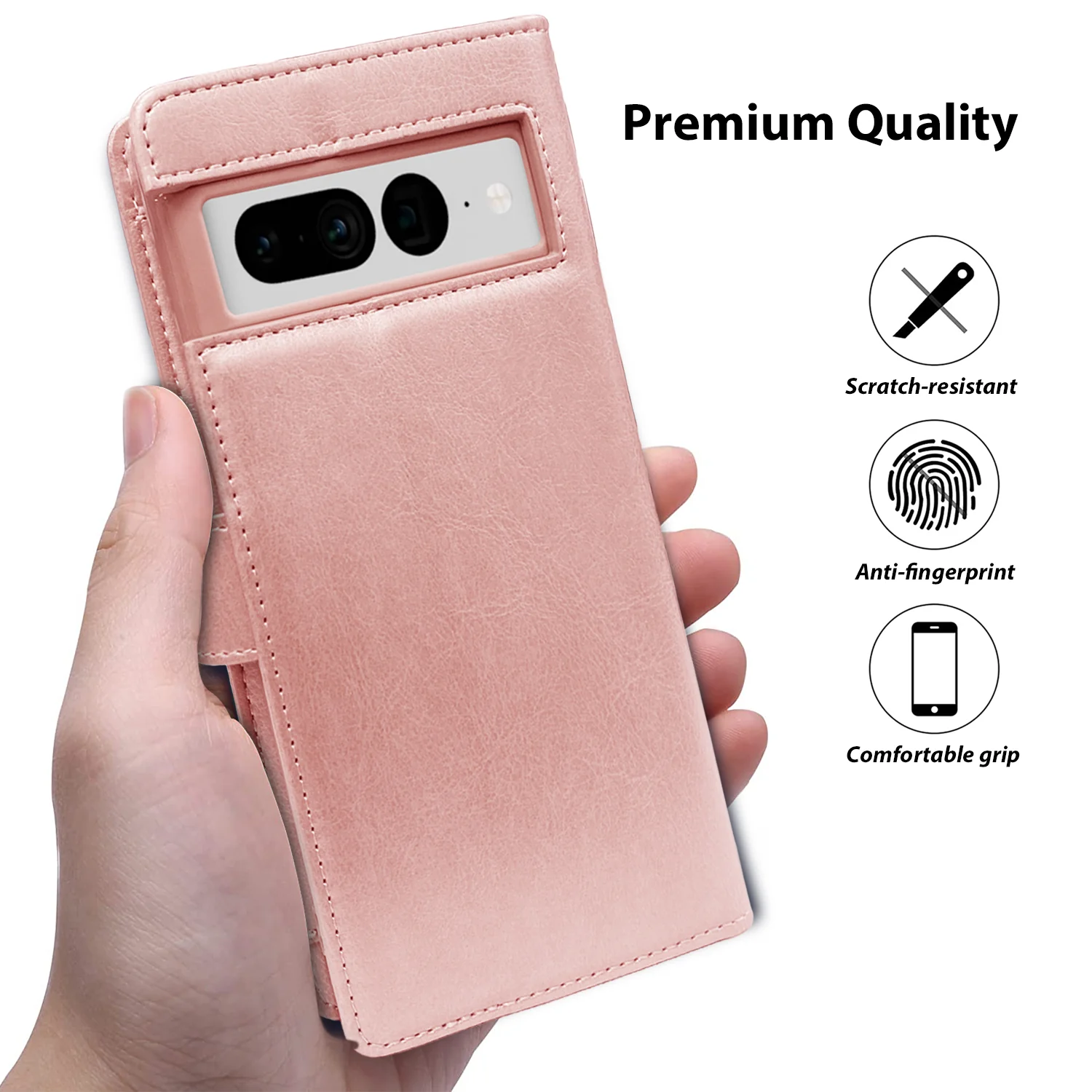 Hanman Google Pixel 7 Pro Leather Case Rose Gold - Image 6