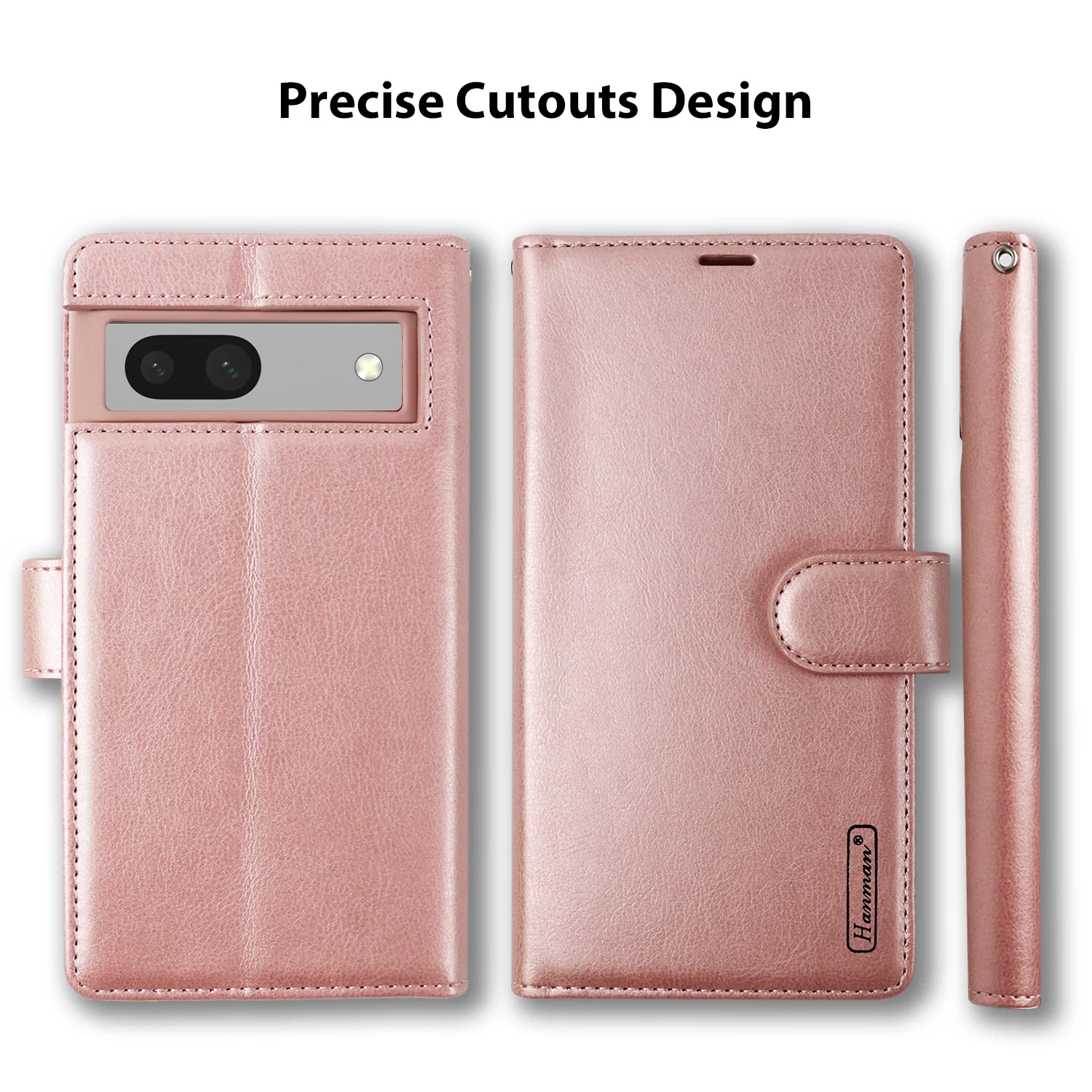 Hanman Google Pixel 7a Leather Case Rose Gold - Image 2