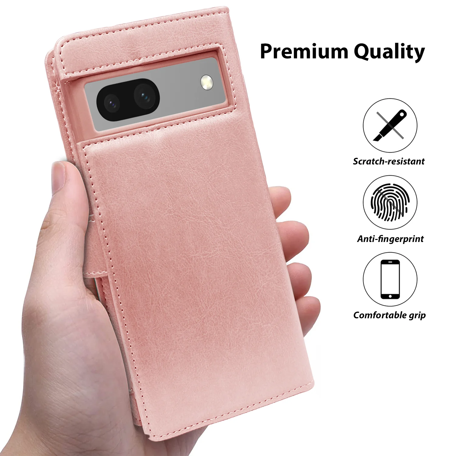Hanman Google Pixel 7a Leather Case Rose Gold - Image 6