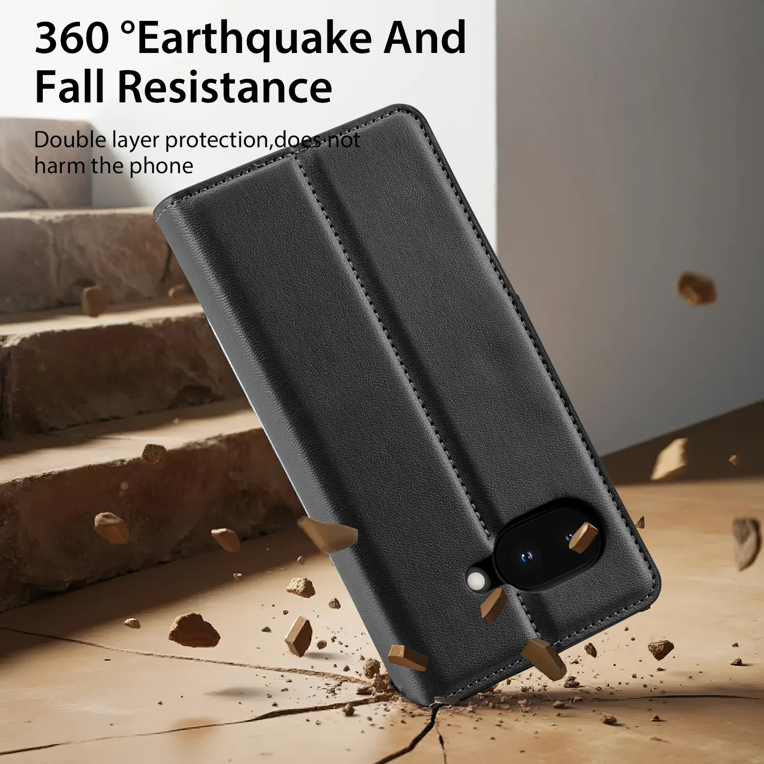 Hanman Google Pixel 9a Flip Wallet Leather Case Black - Image 5