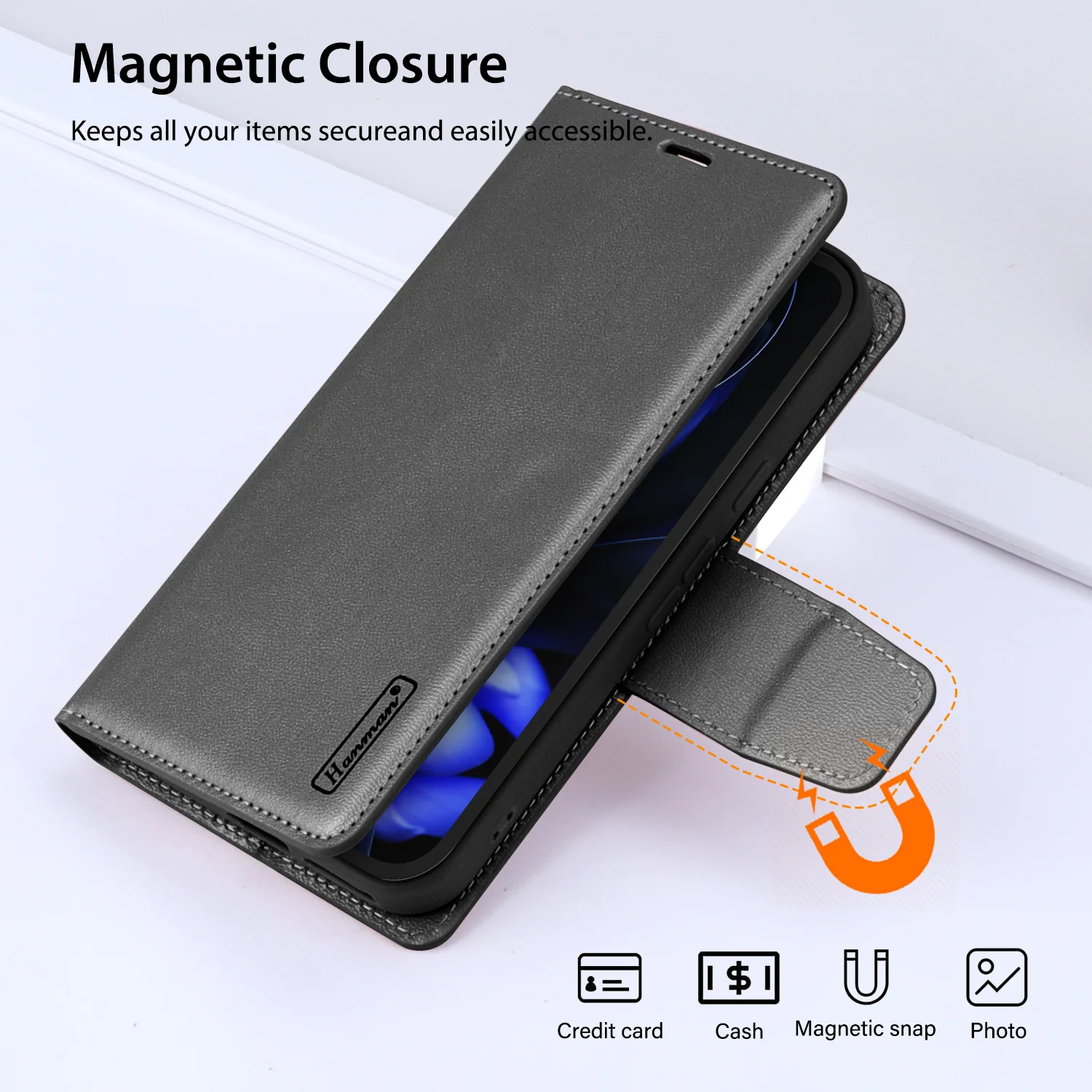 Hanman Google Pixel 9a Flip Wallet Leather Case Black - Image 6