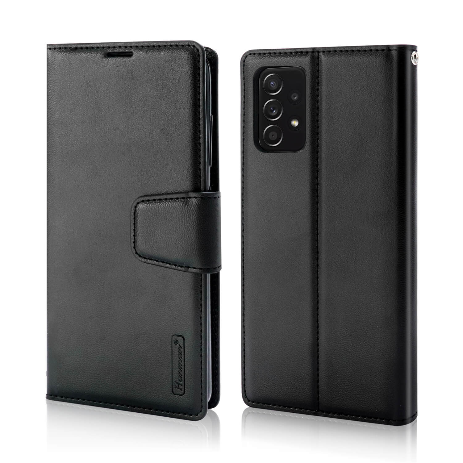 Hanman Samsung Galaxy A52s / A52 Leather Case Wallet Black