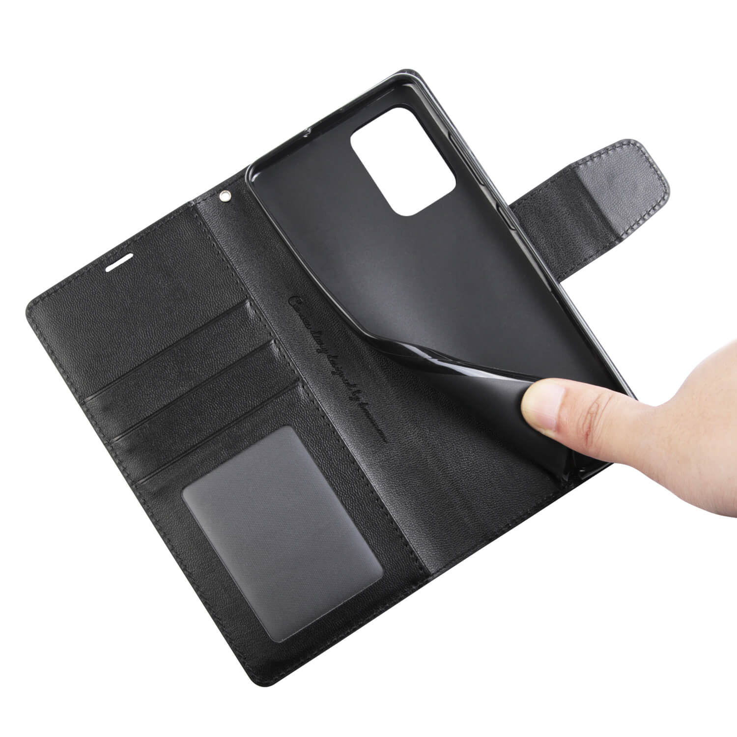 Hanman Samsung Galaxy A52s / A52 Leather Case Wallet Black - Image 5