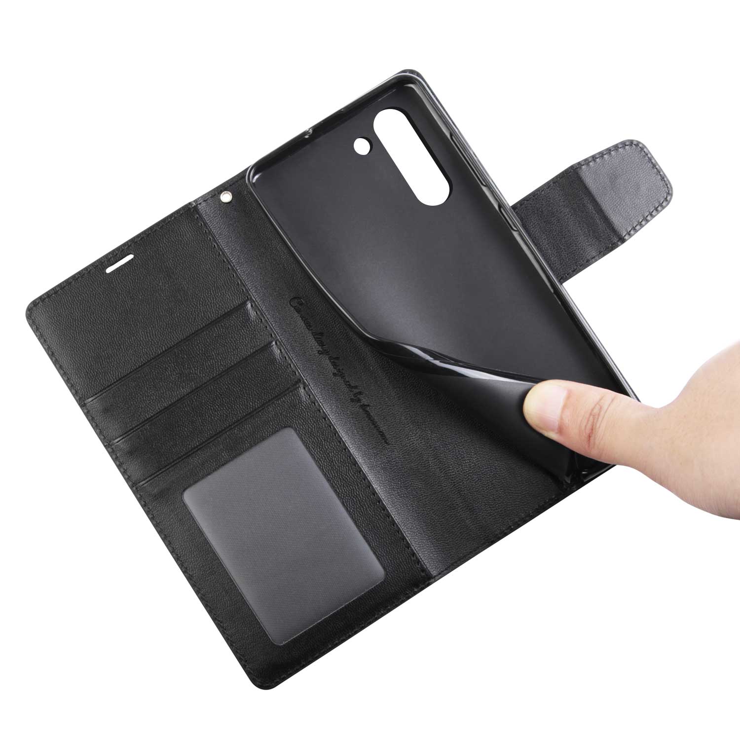 Hanman Samsung Galaxy S21 FE 5G Case Leather Black - Image 4