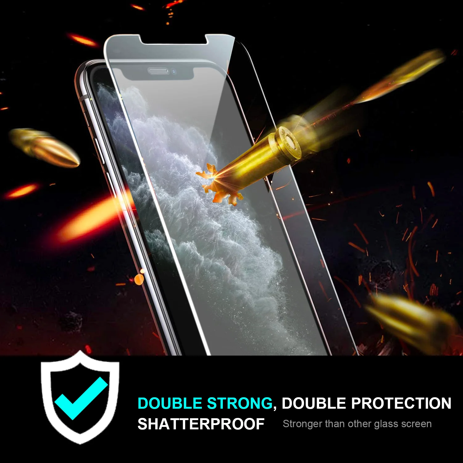 iPhone XS & X / 11 Pro Tempered Glass Screen Protector Tough on Double Strong - Image 2