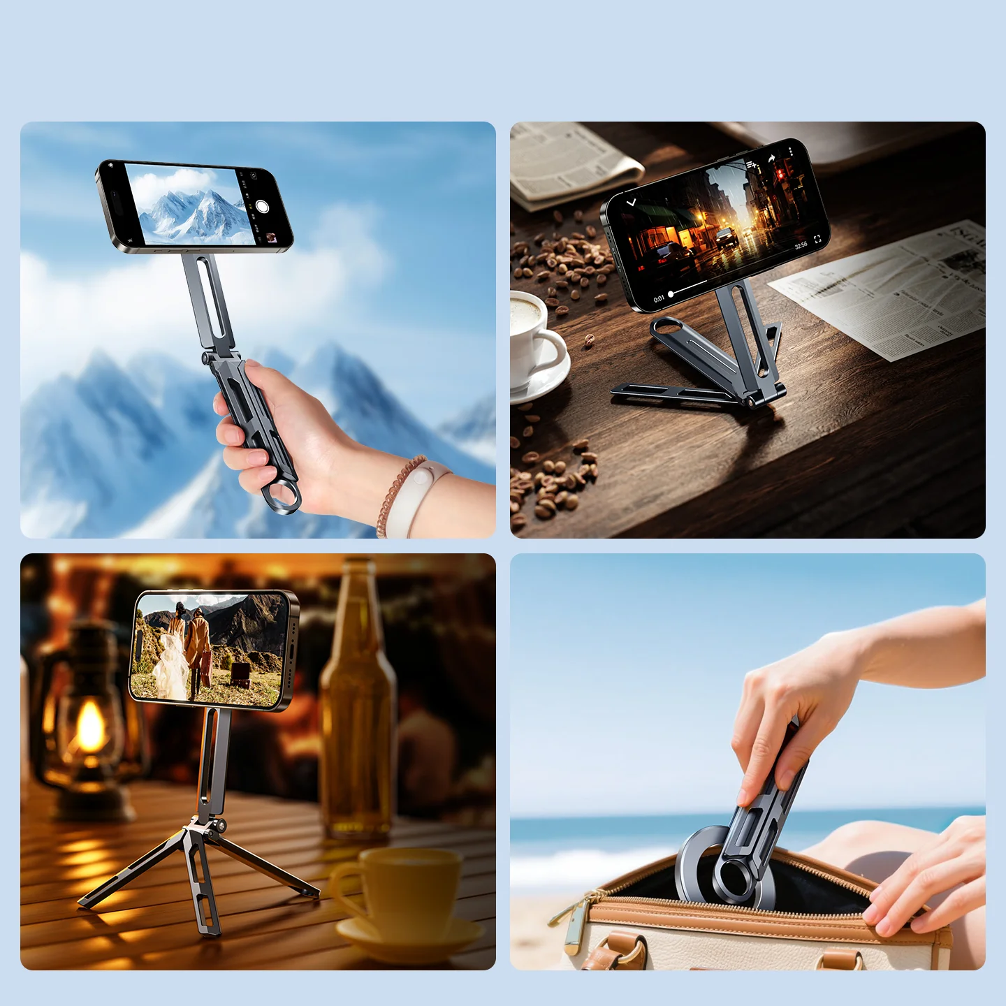 Magnetic Tripod Phone Holder Stand Grey - Image 7