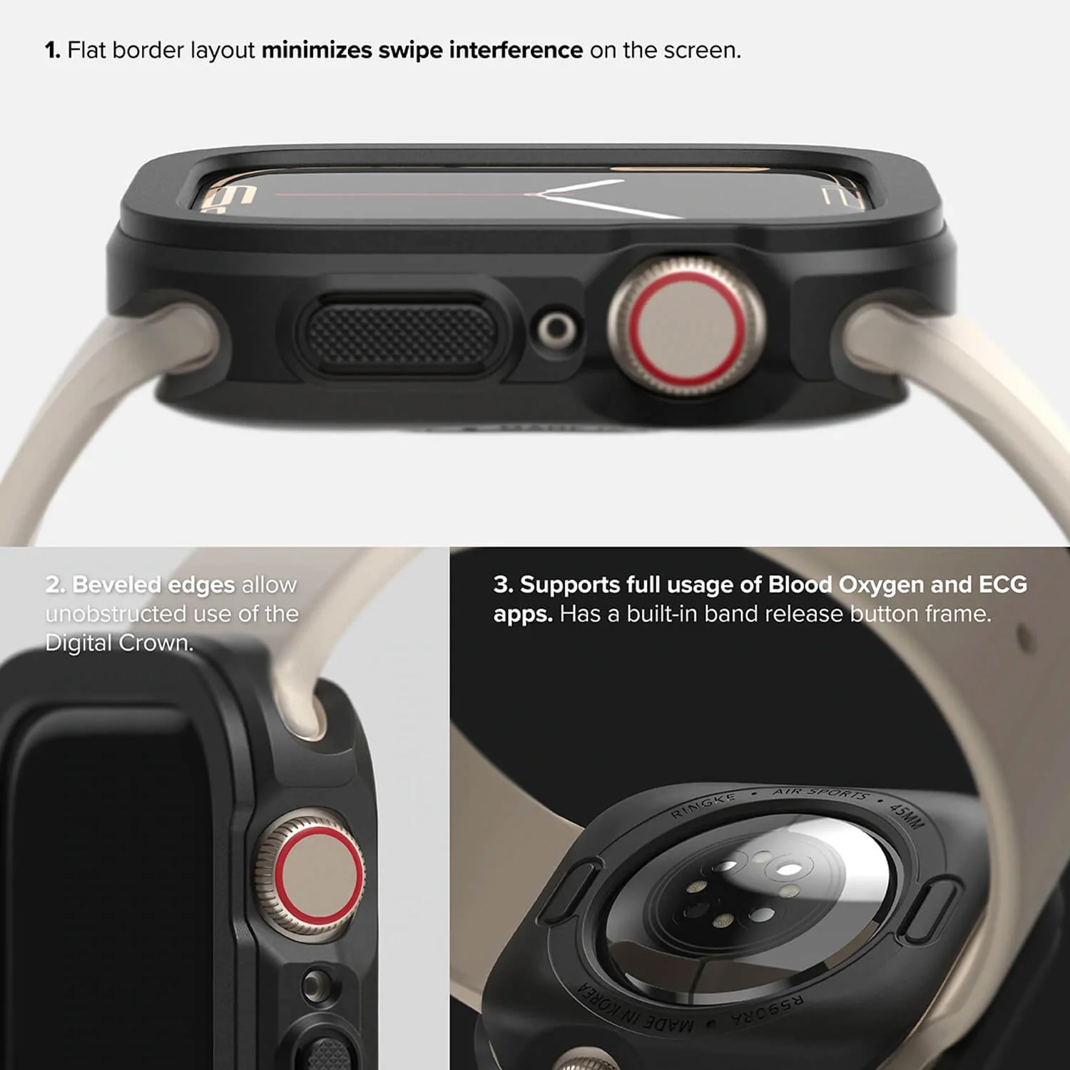 Ringke Apple Watch 9 / 8 / 7 41mm Case Air Sports Black - Image 5