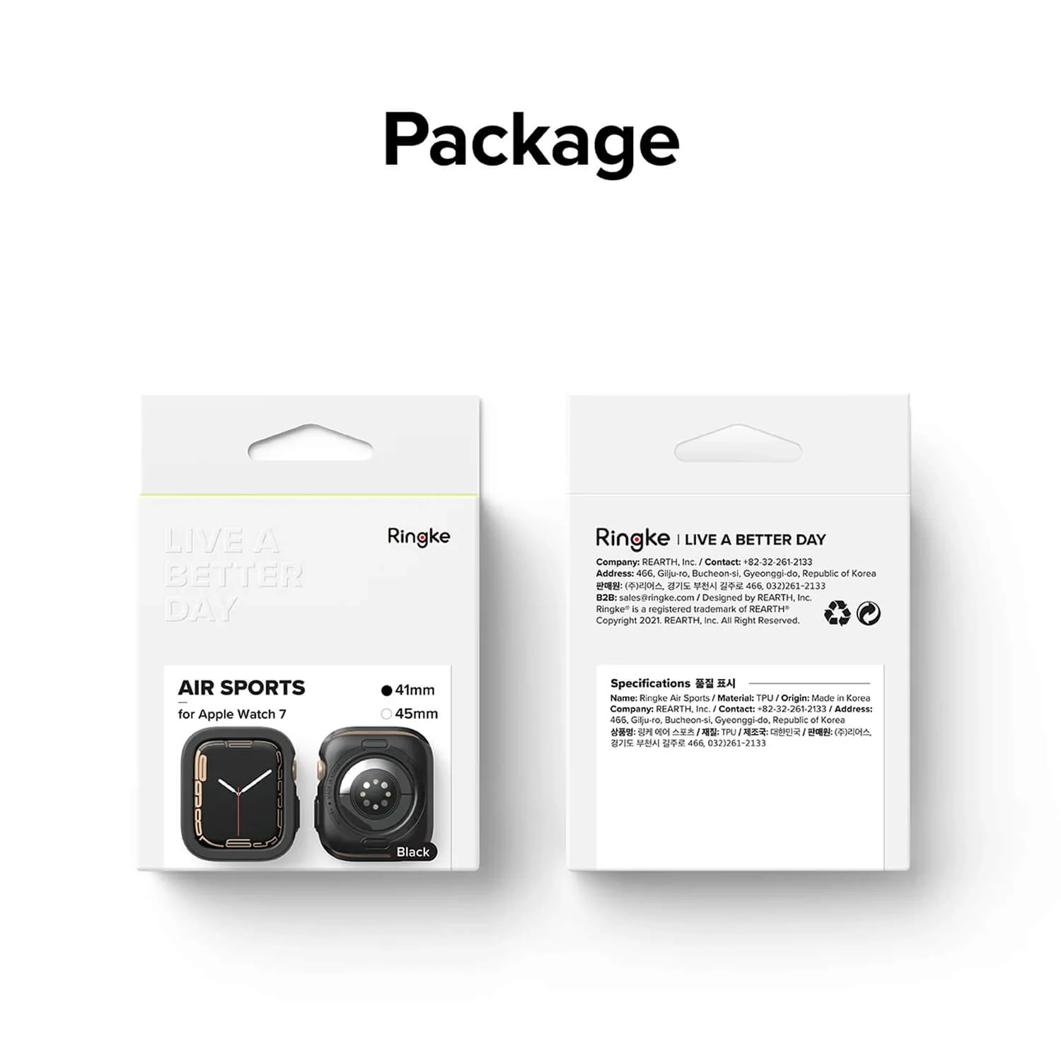 Ringke Apple Watch 9 / 8 / 7 41mm Case Air Sports Black - Image 7