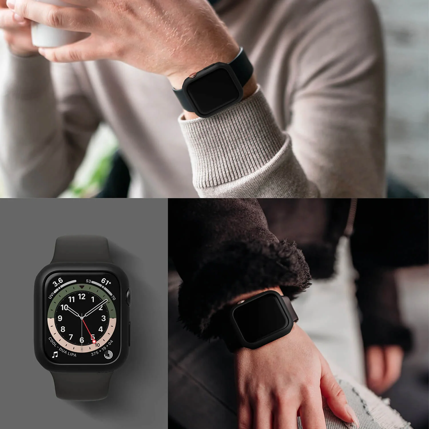 Ringke Apple Watch Series 6 / SE / 5 / 4 44mm Case Slim Clear & Dark Grey - Image 10