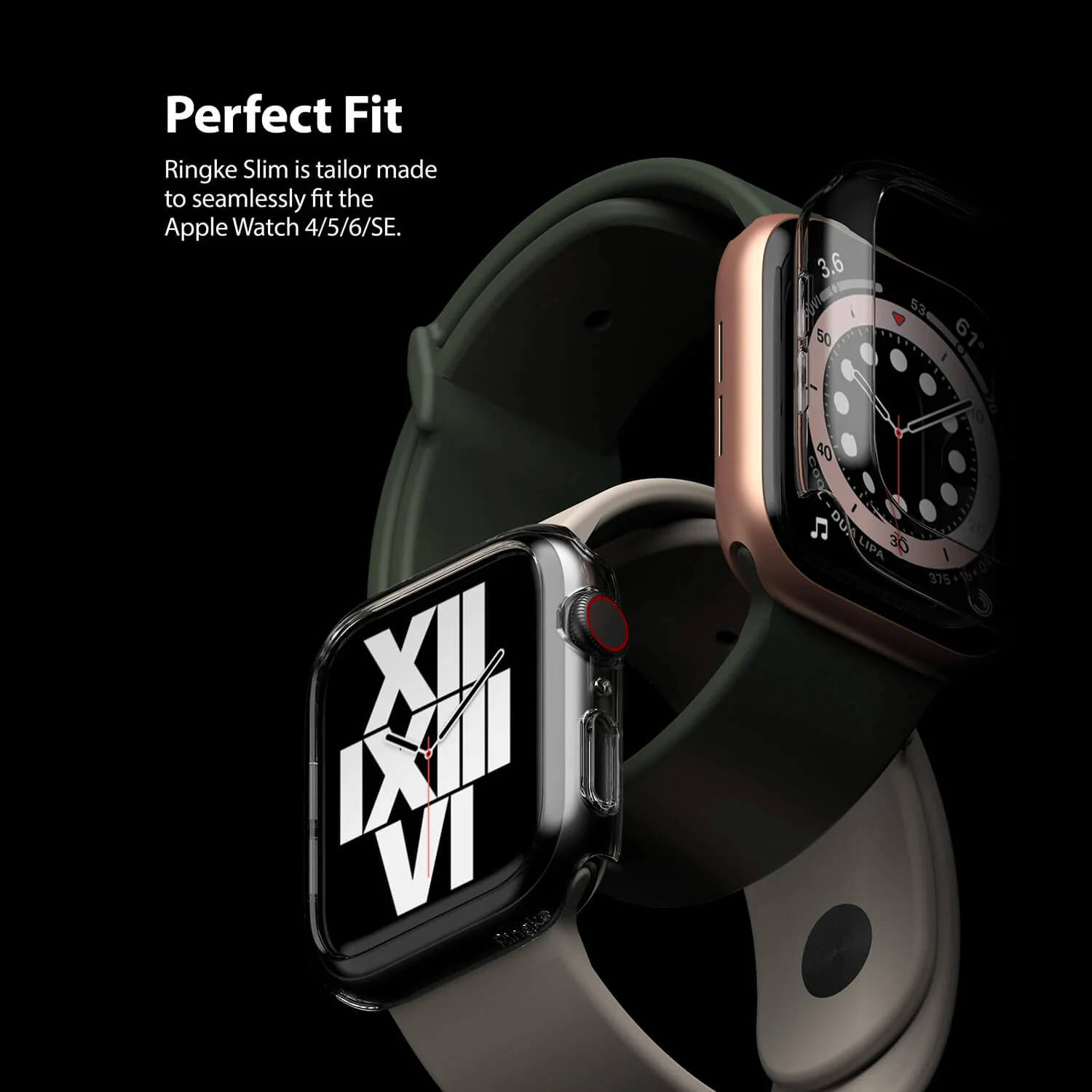 Ringke Apple Watch Series 6 / SE / 5 / 4 44mm Case Slim Clear & Dark Grey - Image 4