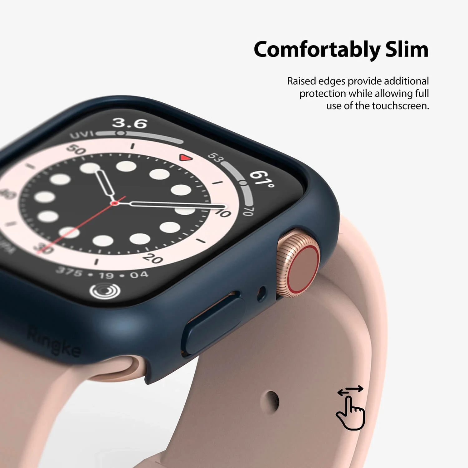 Ringke Apple Watch Series 6 / SE / 5 / 4 44mm Case Slim Clear & Dark Grey - Image 6