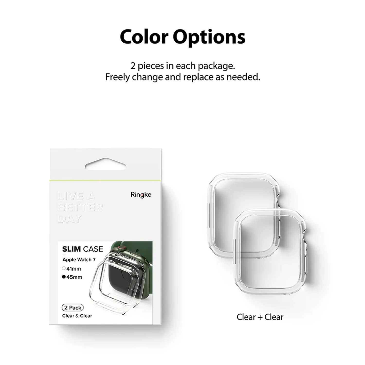 Ringke Apple Watch Series 9 / 8 / 7 45mm Case Clear Metallic Blue 2 Pack - Image 12