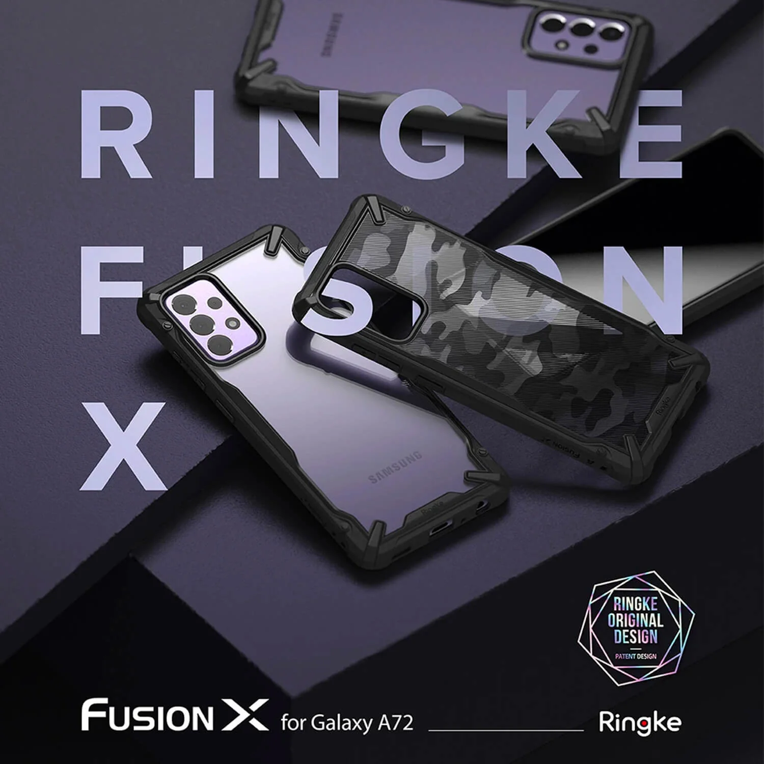 Ringke Samsung Galaxy A72 Case Fusion X Design Camo Black - Image 2