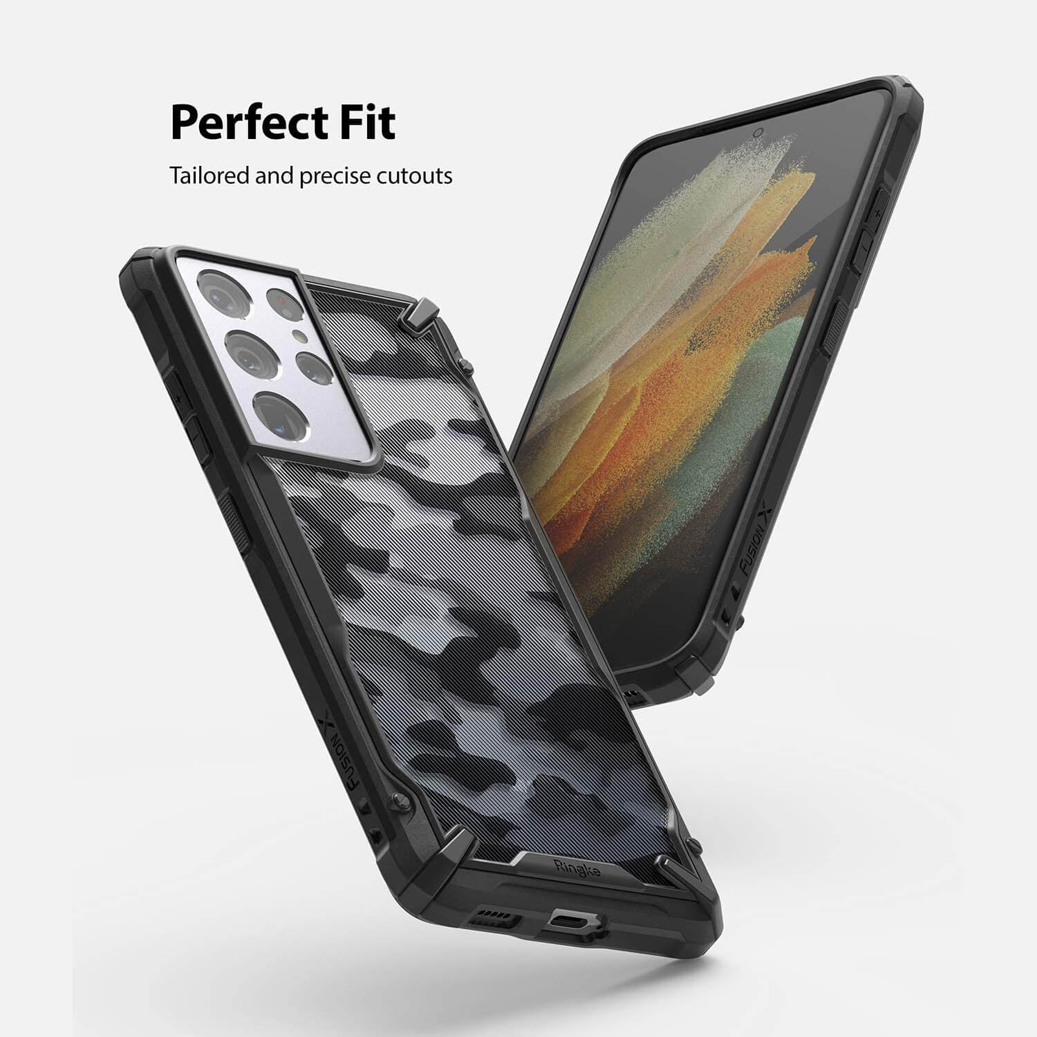 Ringke Samsung Galaxy S21 Ultra 5G Case Fusion X Design Camo Black - Image 6
