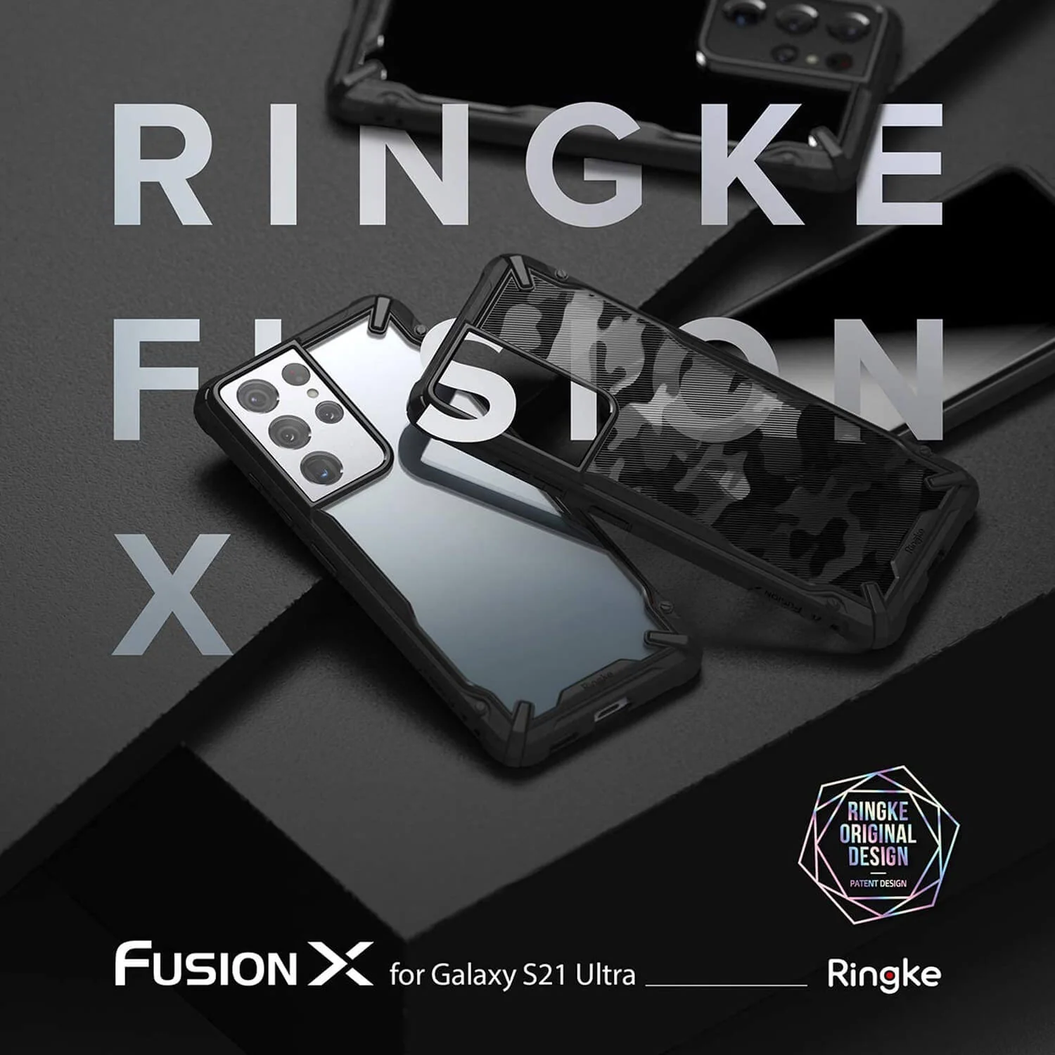 Ringke Samsung Galaxy S21 Ultra 5G Case Fusion X Design Camo Black - Image 8