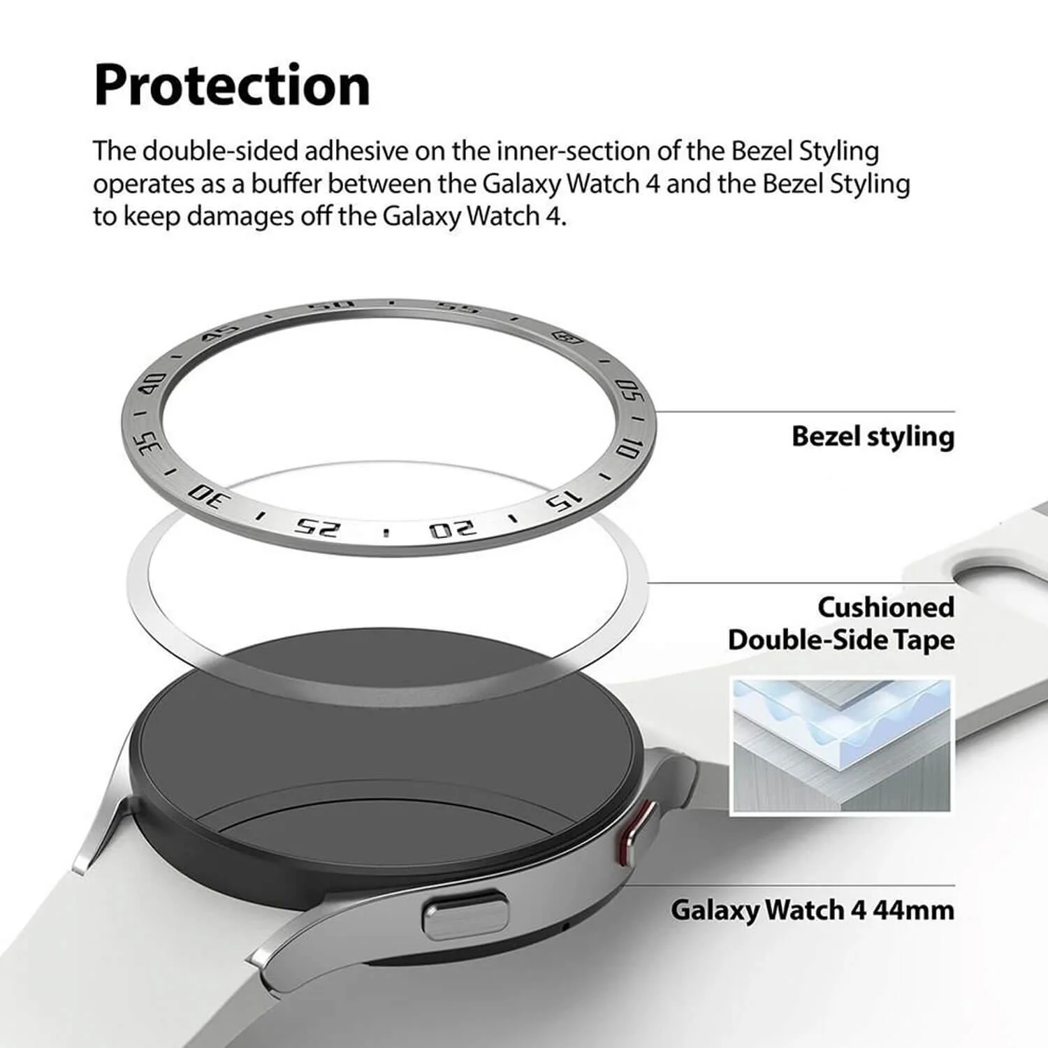 Ringke Samsung Galaxy Watch 4 40mm Bezel Styling Stainless Case Silver - Image 3