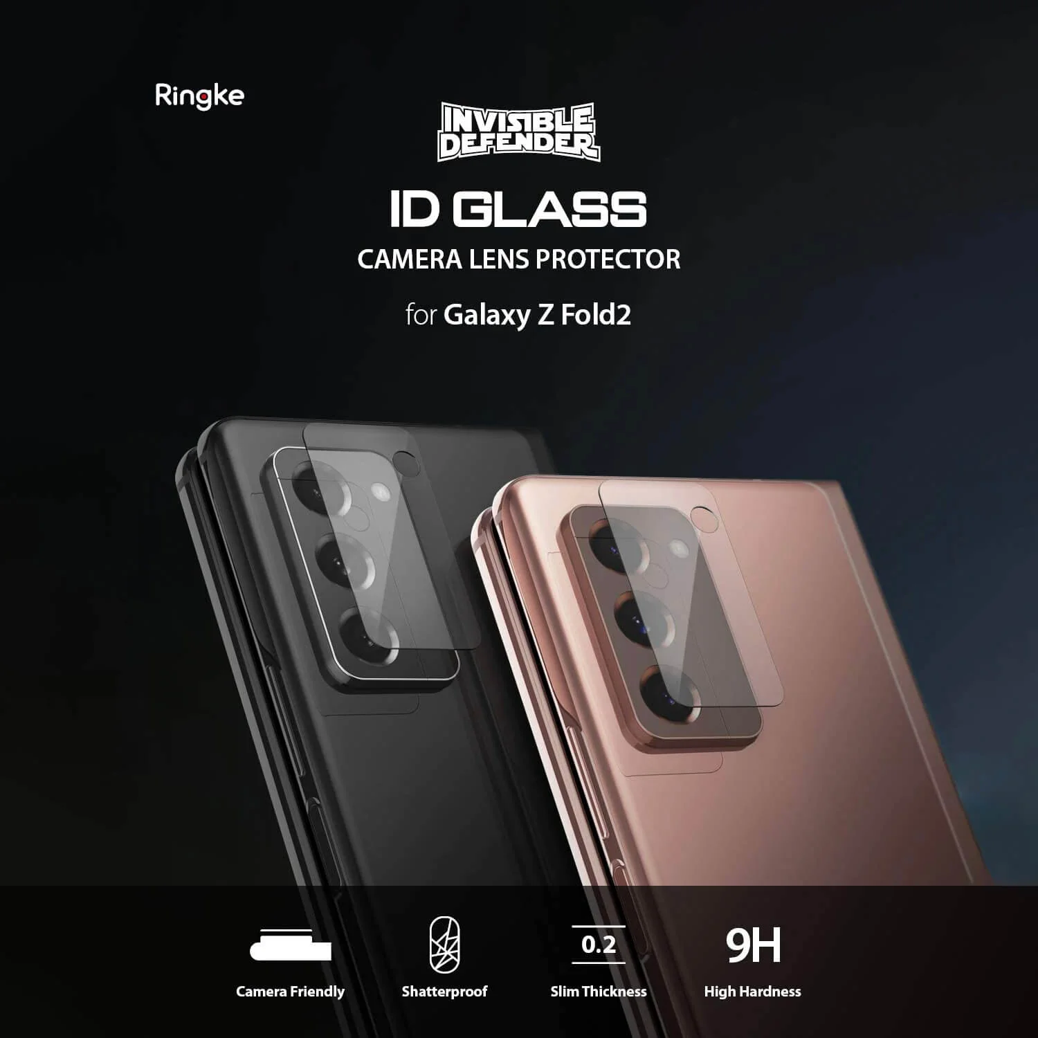 Ringke Samsung Galaxy Z Fold 2 Camera Protector Invisible Defender Glass 3 Pack - Image 2