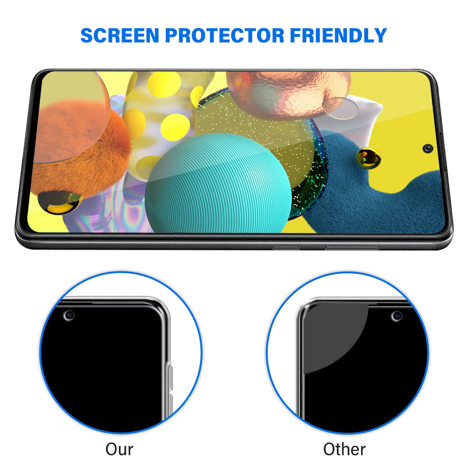 Samsung Galaxy A51 Tempered Glass Screen Protector Tough on with Black Frame - Image 3