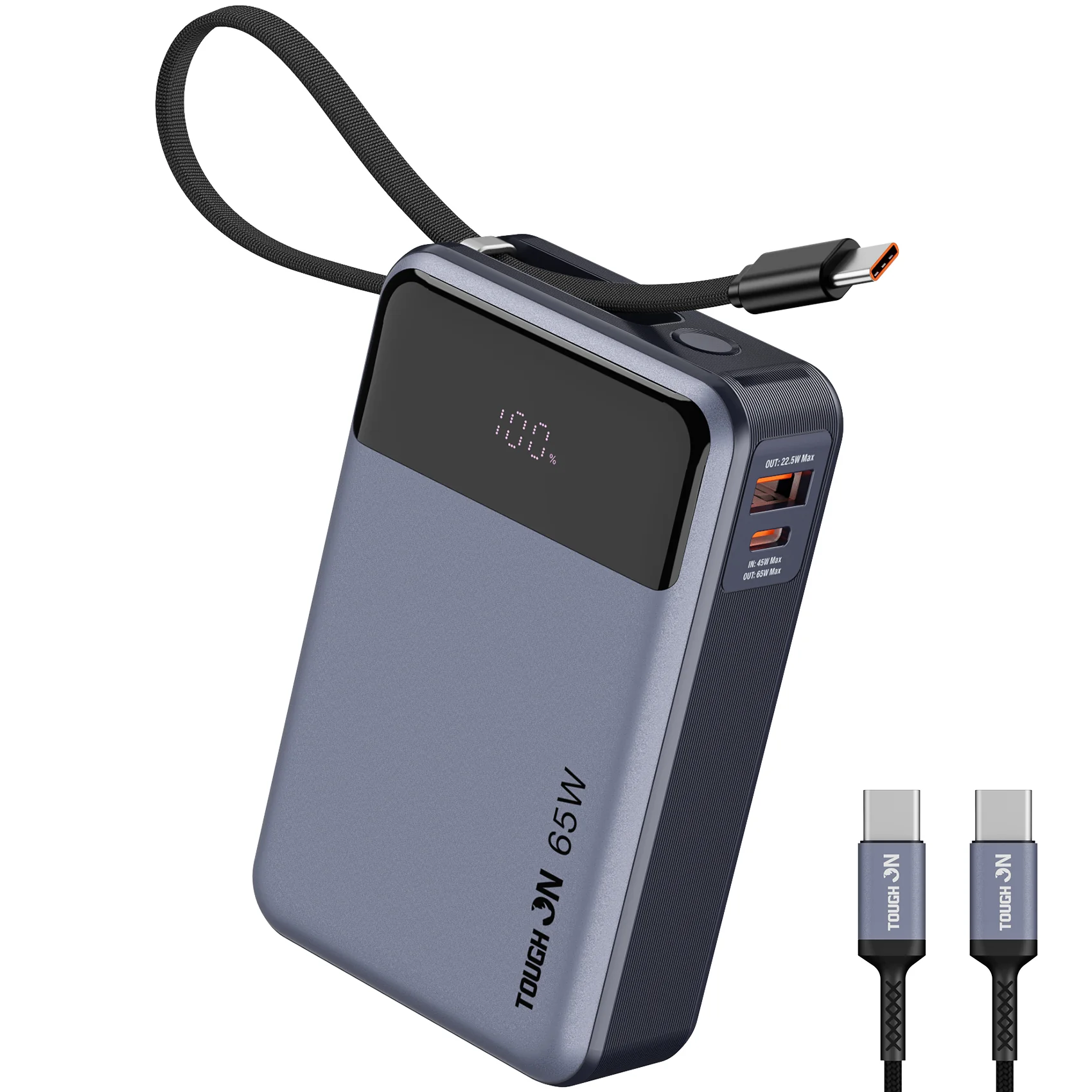 Tough On 65W 20000mAh Power Bank Built-in USB-C Cable