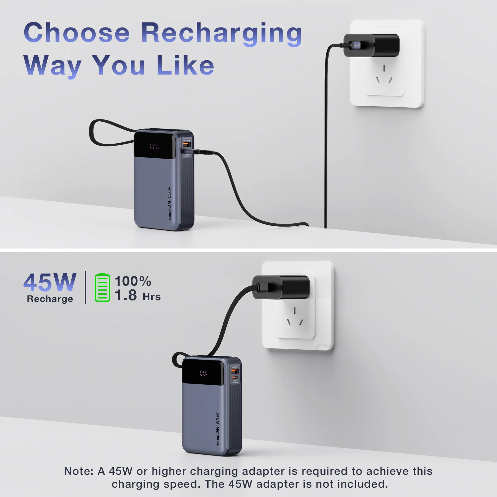 Tough On 65W 20000mAh Power Bank Built-in USB-C Cable - Image 14
