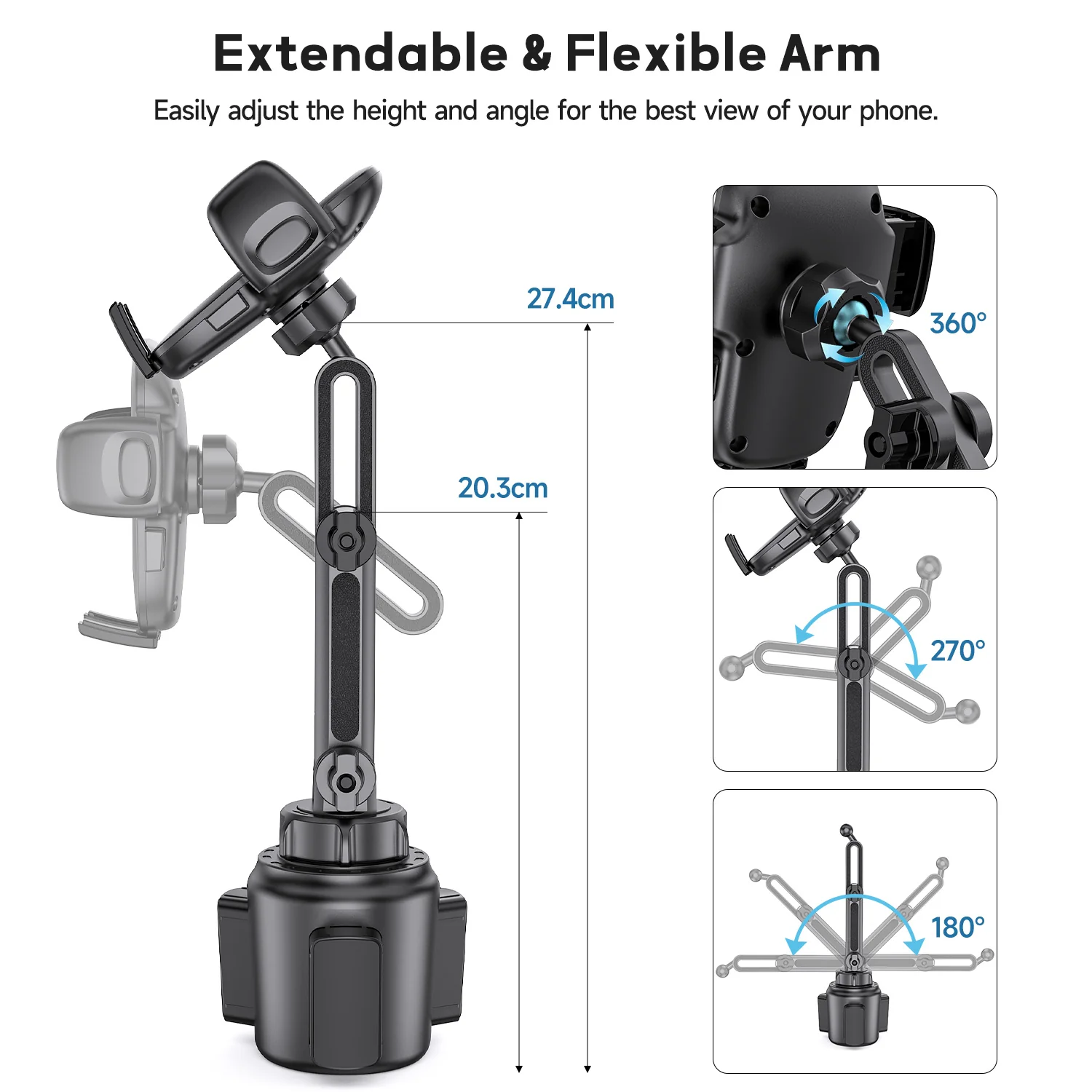 Tough On Adjustable Cup Phone Holder Car Mount - Image 4