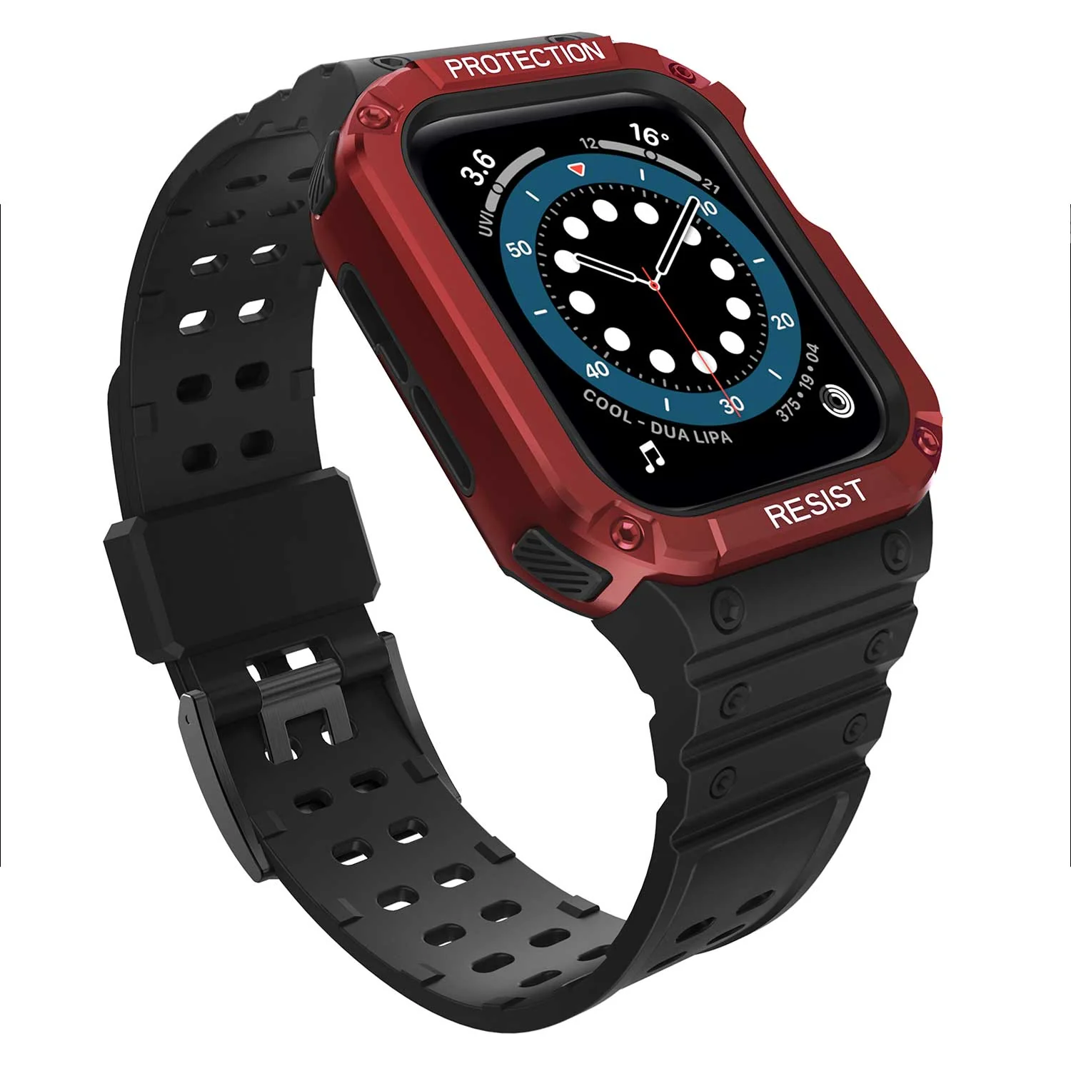 Tough On Apple Watch Band with Case Series 1 / 2 / 3 42mm Rugged Protection Black/Red - Image 2