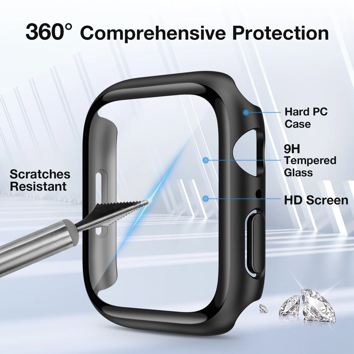 Tough On Apple Watch Case Series 6 / 5 / 4 / SE 40mm with Tempered Glass Screen Protector - Image 2