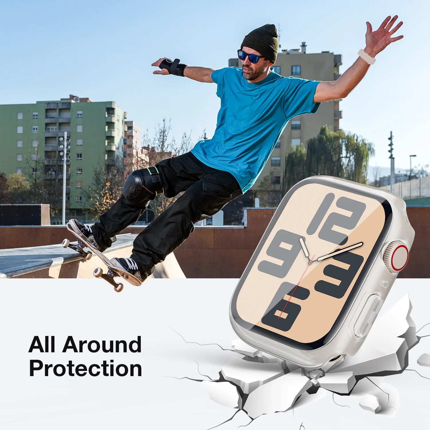 Tough On Apple Watch Case Series 6 / 5 / 4 / SE 44mm with Tempered Glass Screen Protector - Image 11