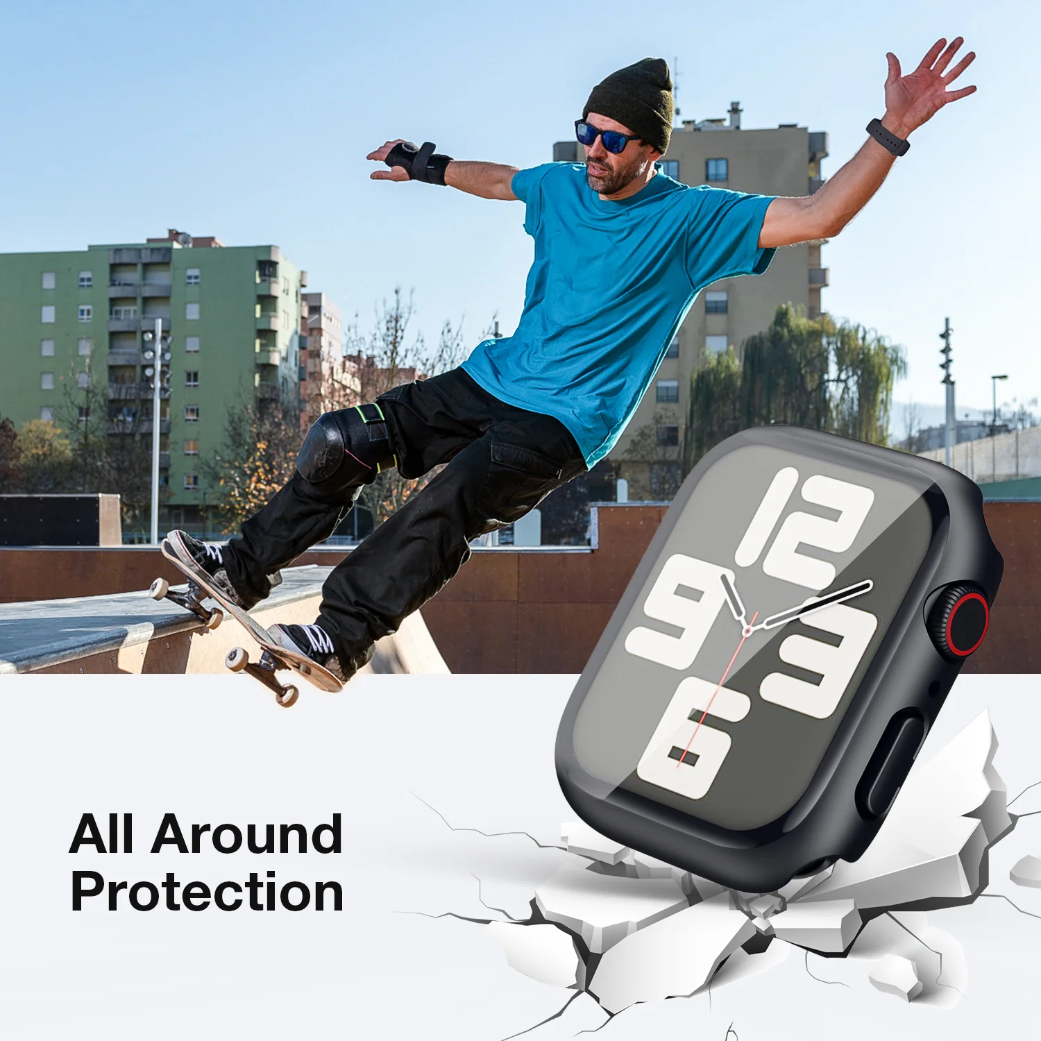 Tough On Apple Watch Case Series 6 / 5 / 4 / SE 44mm with Tempered Glass Screen Protector - Image 4
