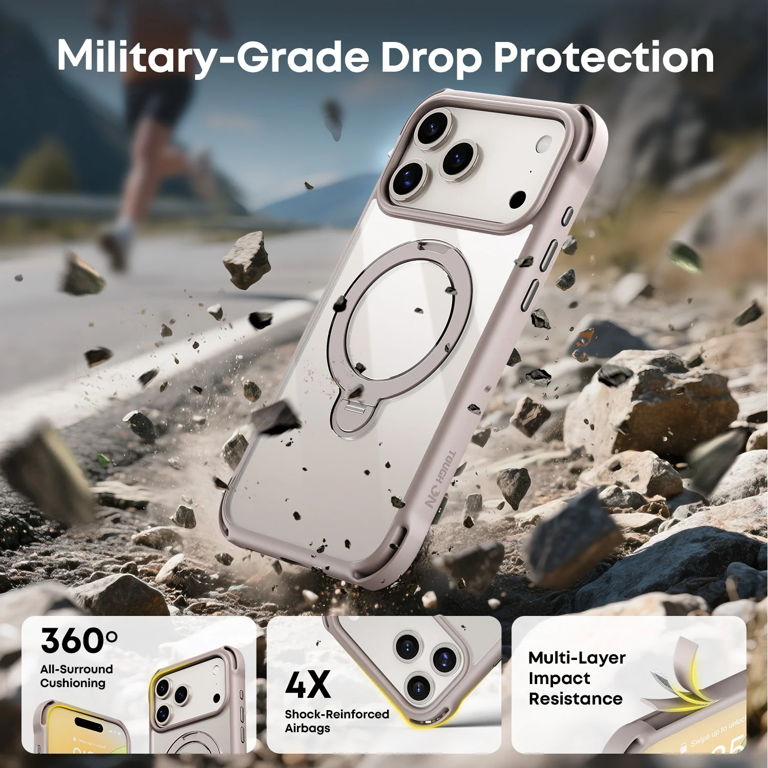 Tough On Armour Case with Ring Holder Stand MagSafe Compatible for iPhone 17 Series - Image 11