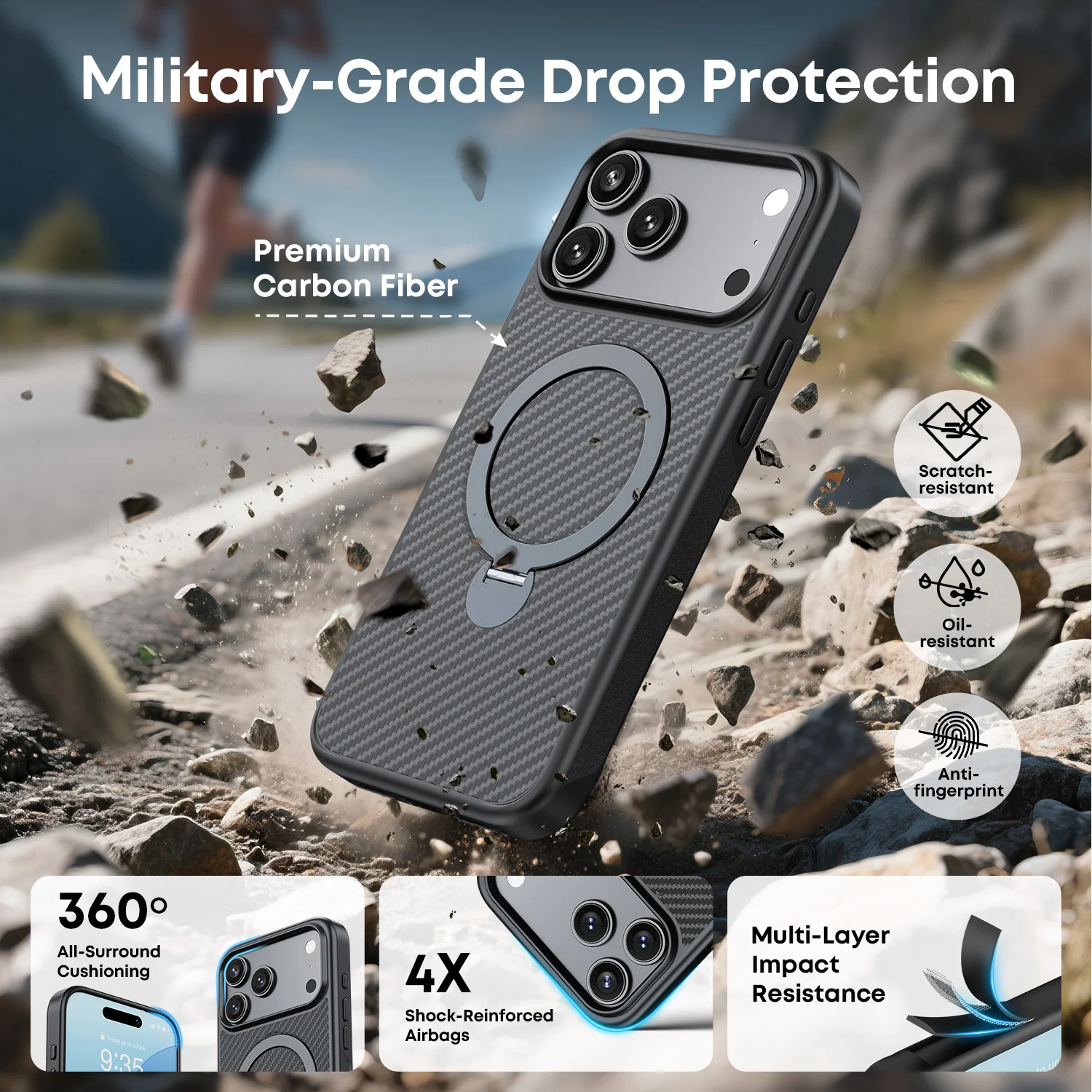 Tough On Armour Case with Ring Holder Stand MagSafe Compatible for iPhone 17 Series - Image 22