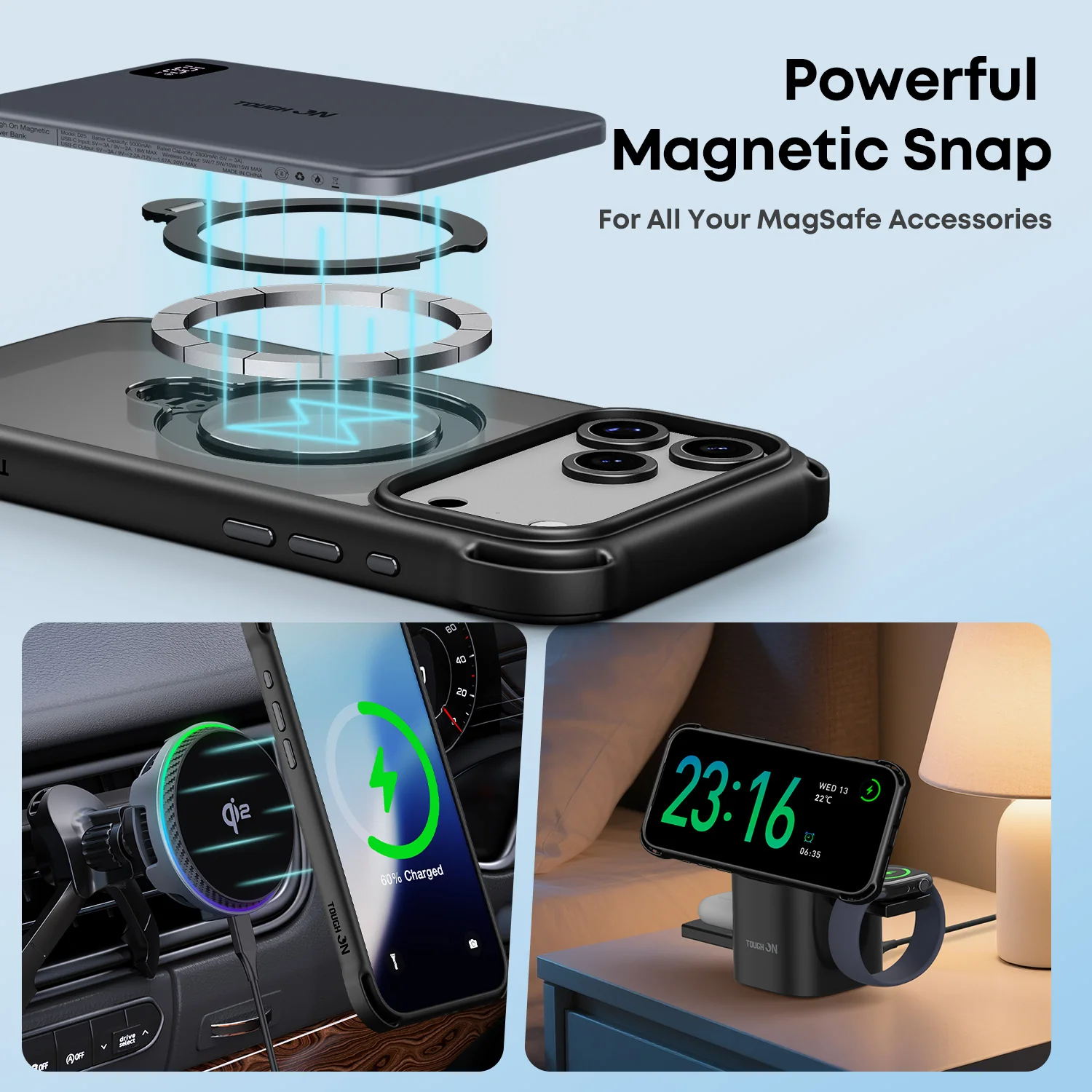 Tough On Armour Case with Ring Holder Stand MagSafe Compatible for iPhone 17 Series - Image 3