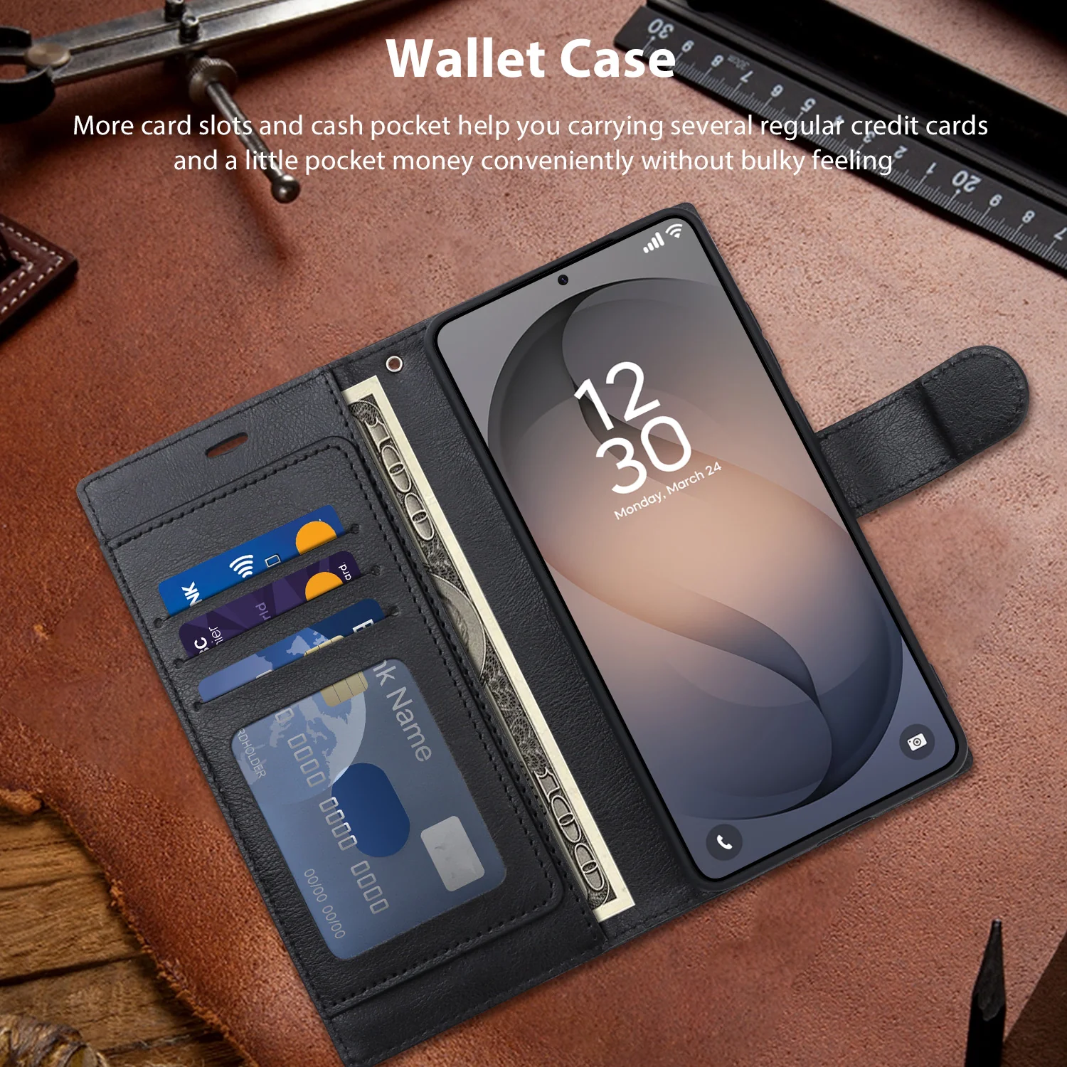 Tough On Samsung Galaxy Flip Wallet Leather Case - Image 7