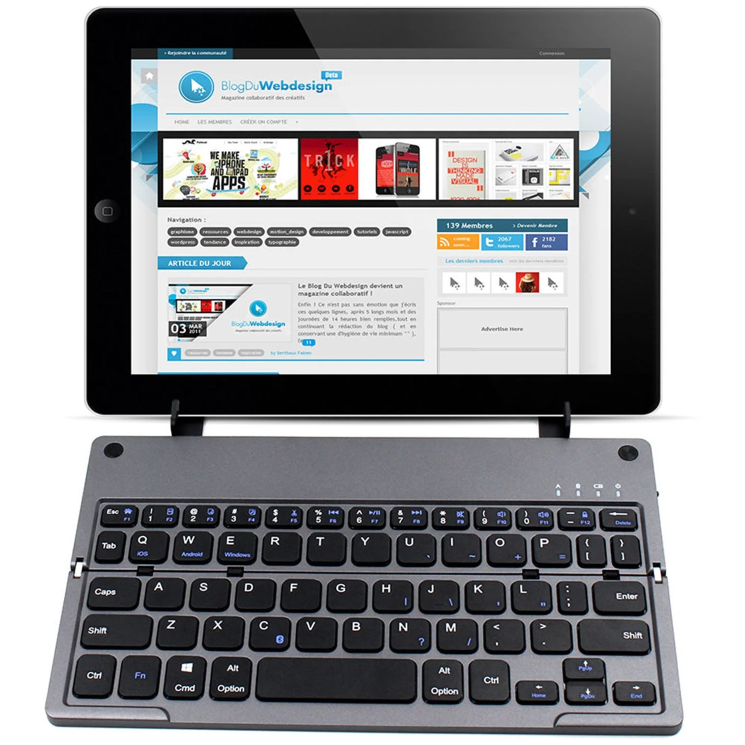 Foldable Bluetooth Wireless Keyboard Grey - Image 3