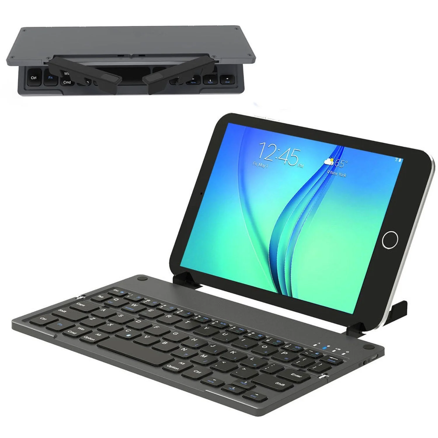 Foldable Bluetooth Wireless Keyboard Grey - Image 4