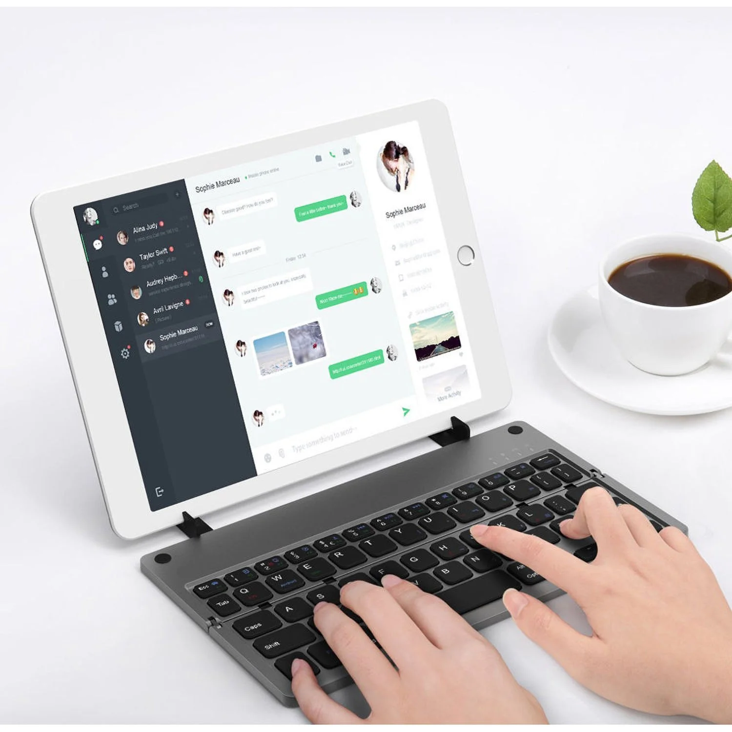 Foldable Bluetooth Wireless Keyboard Grey - Image 6