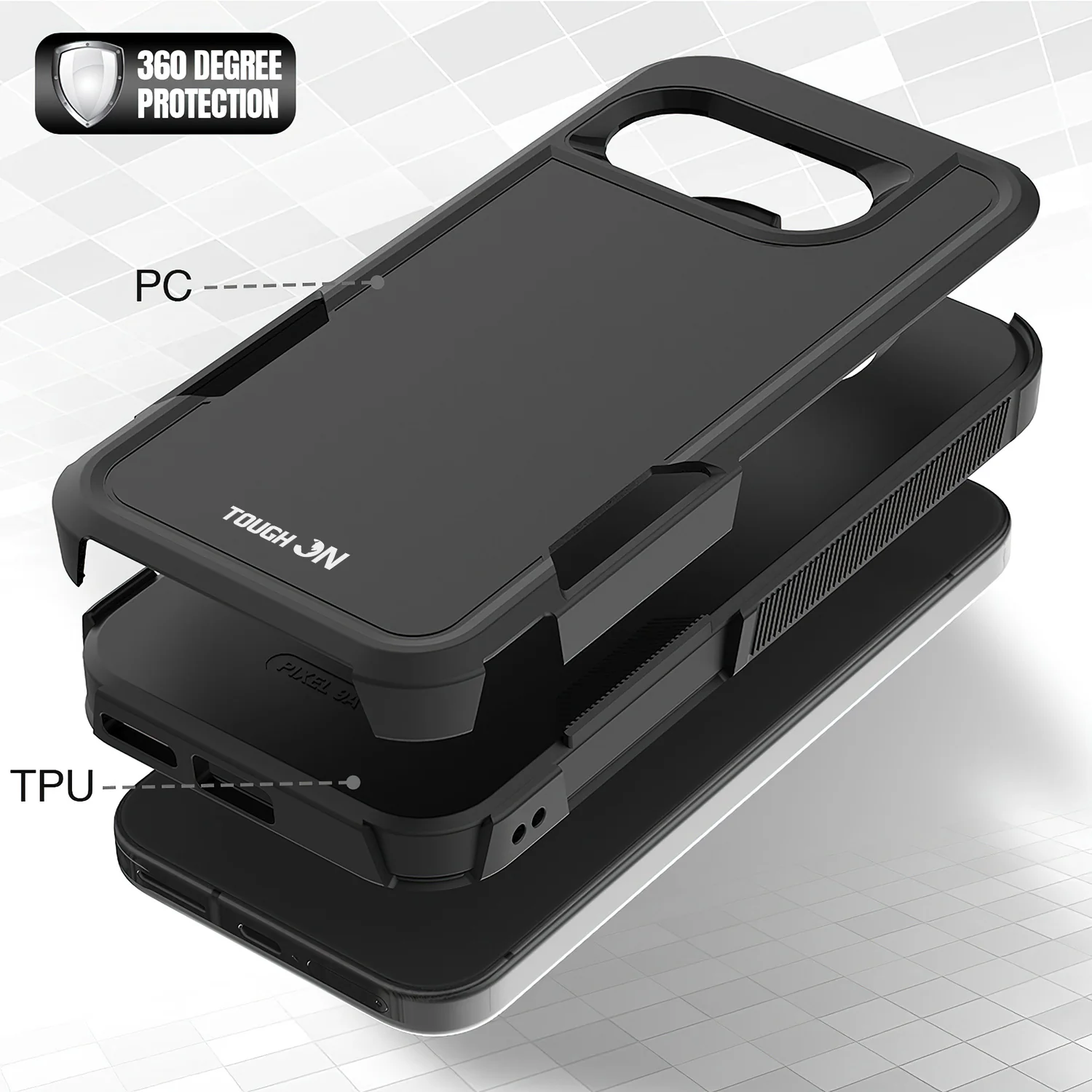 Tough On Google Pixel 9a Case Tough Armor Black - Image 3
