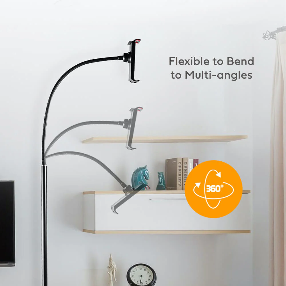 Adjustable Ground Floor Stand for Tablet & Phone 175cm Lazy Mount Holder Arm Bracket Black - Image 7